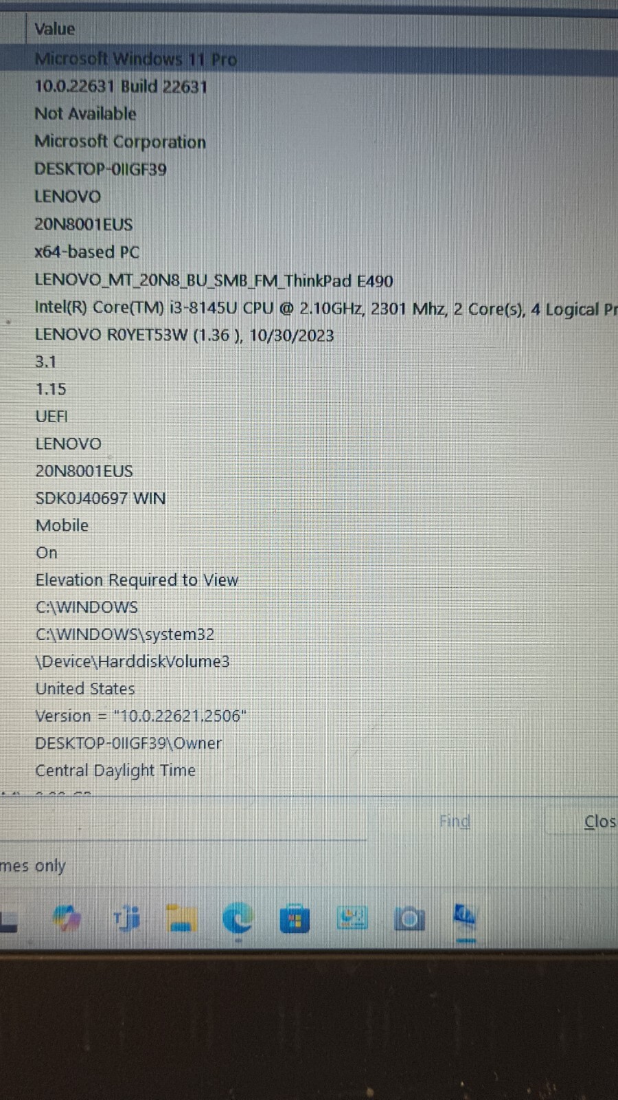 ThinkPad E490. Bios Lock!! No USB C charger!! i3-8145U.8GB.128GB M.2.14″.W11