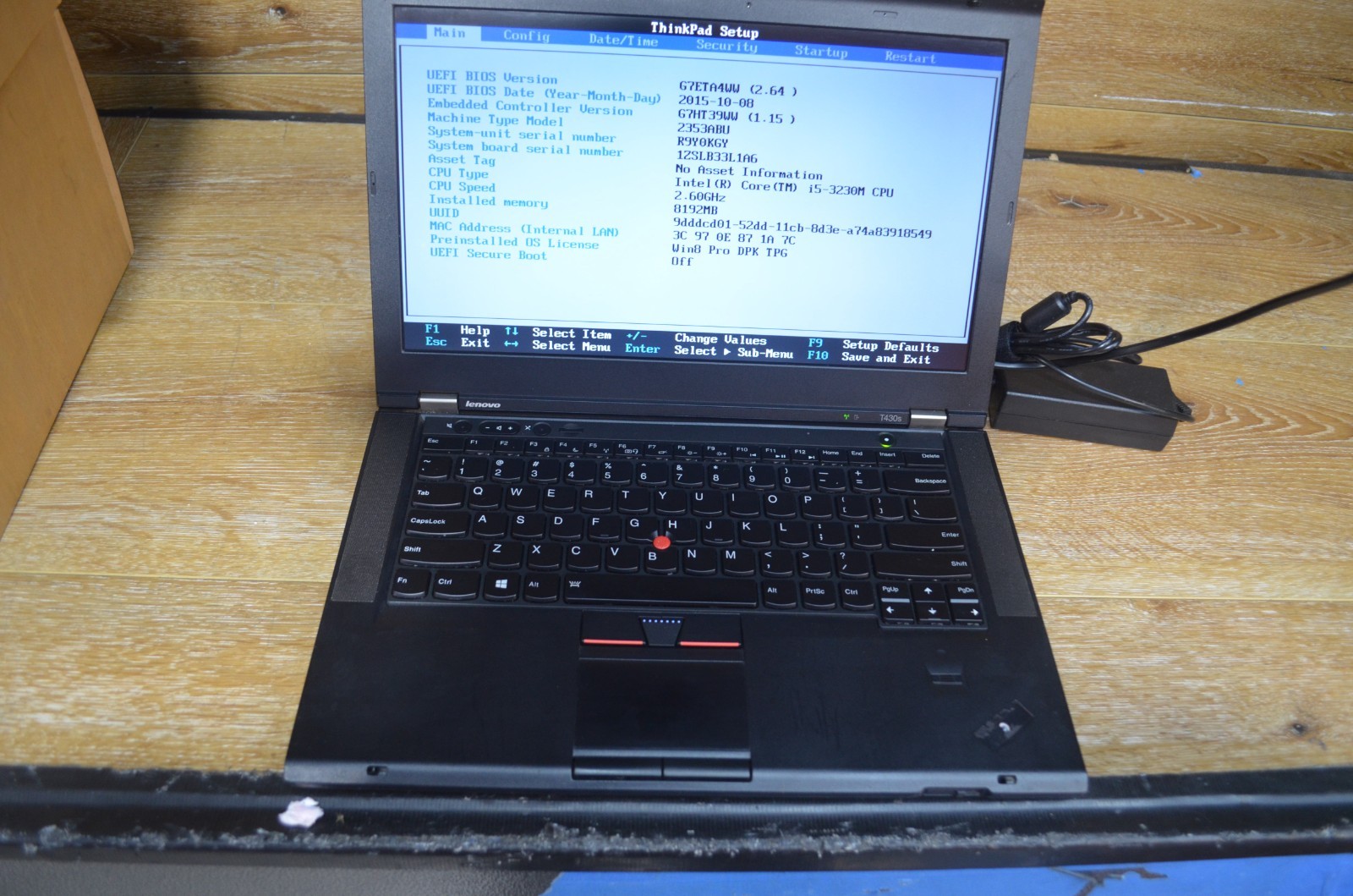 Lenovo ThinkPad T430s i5-3230M 8GB Boots to BIOS Charger Included AS-IS