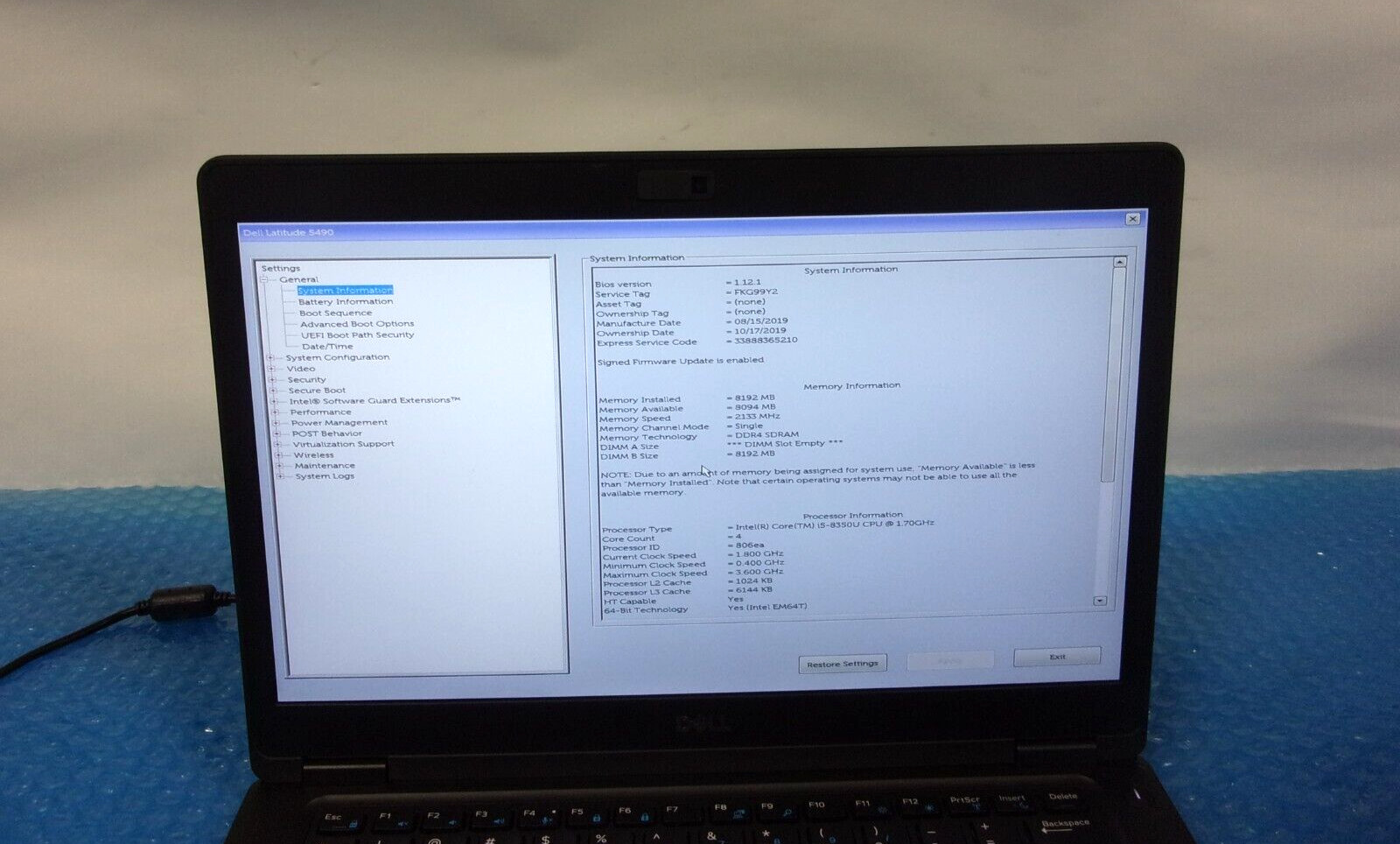 Dell Latitude 5490 14″ Intel Core i5-8350U 1.70GHz 8GB RAM 256GB SSD Win 10 Pro