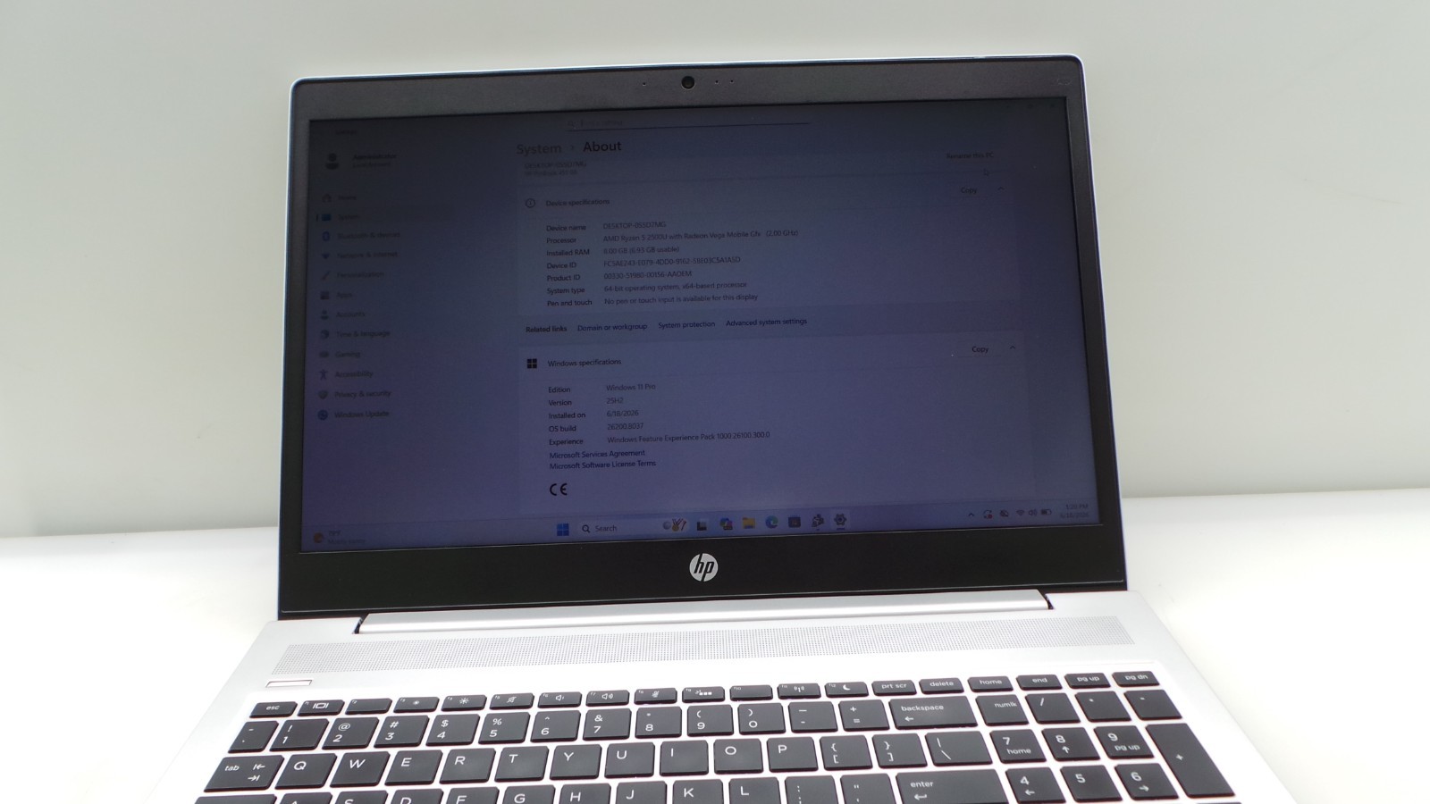HP ProBook 455 G6 | 15.6″ | AMD Ryzen 5 2500U | 8GB RAM 256GB NVMe | WIN 11 PRO