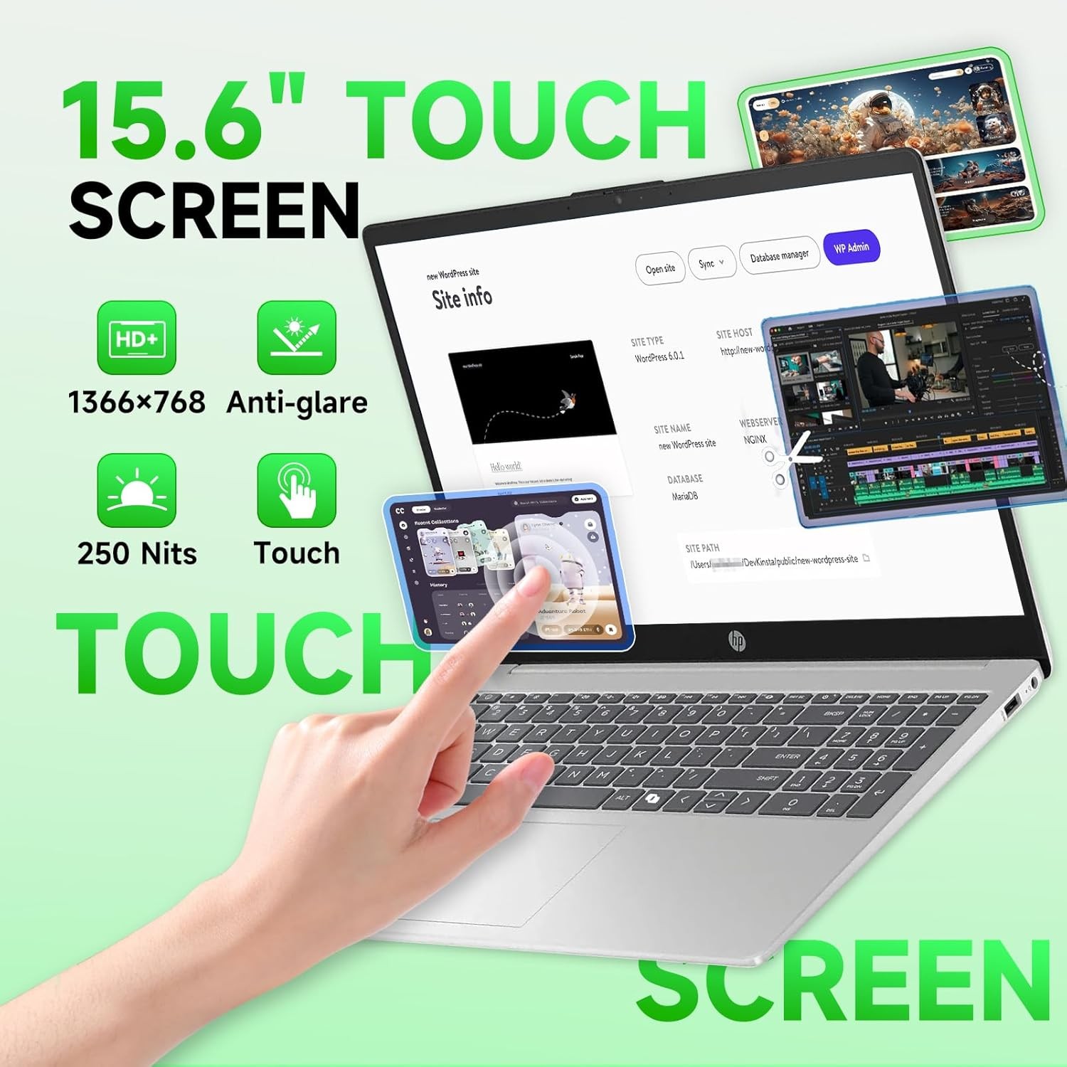 HP 2025 Laptop Win11Pro core i3-1315U 15.6″ HD 16GB RAM 512GB SSD Touch Silver