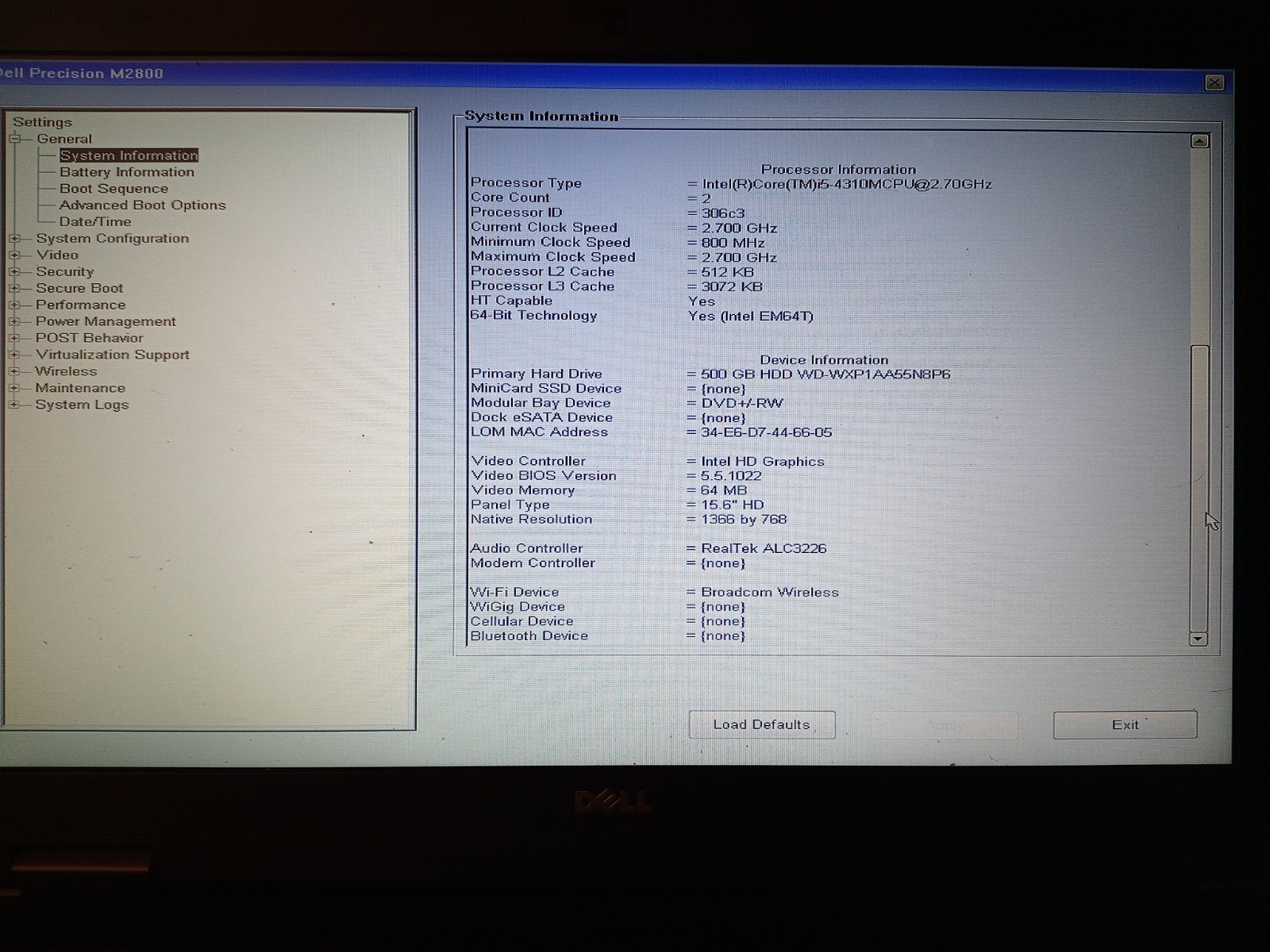 Dell Precision M2800 – 15.6″ HD, 2.7GHz i5, 8GB RAM, 500GB HDD, Windows 11