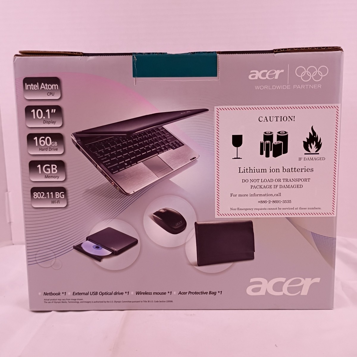 Acer Aspire One Intel Atom 10.1″ 160GB 1GB Netbook w/ External Drive, Mouse, Bag