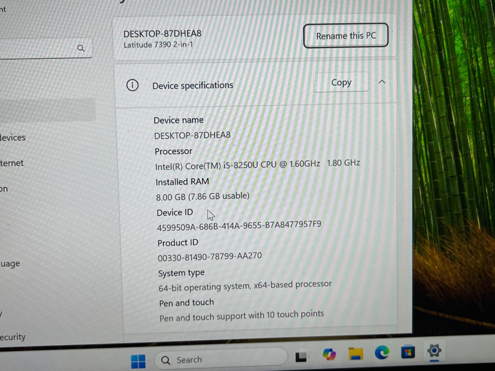 Dell Latitude 7390 13.3″ I5-8250U 8GB 256GB SSD FHD Windows 11 Pro Laptop