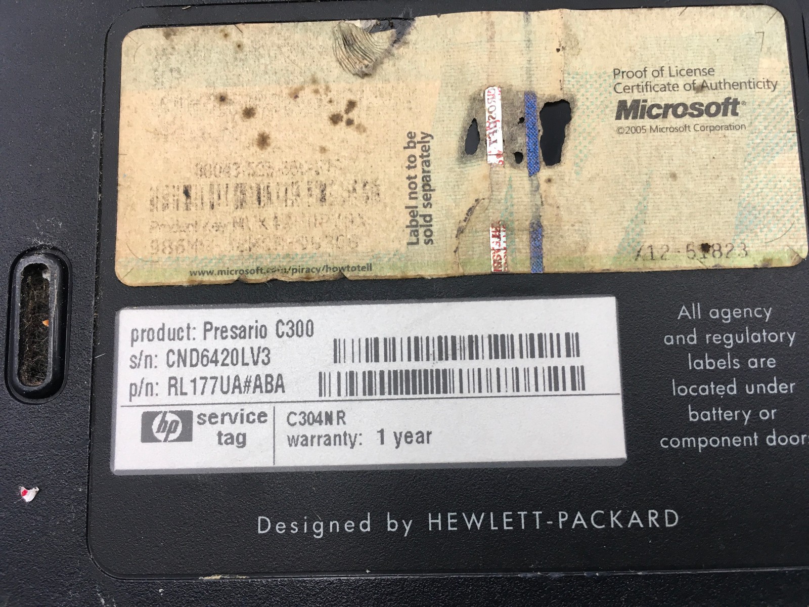 HP COMPAQ PRESARIO C300 – BOOTS TO BIOS – INTEL CELERON M – 512MB RAM – READ -BB