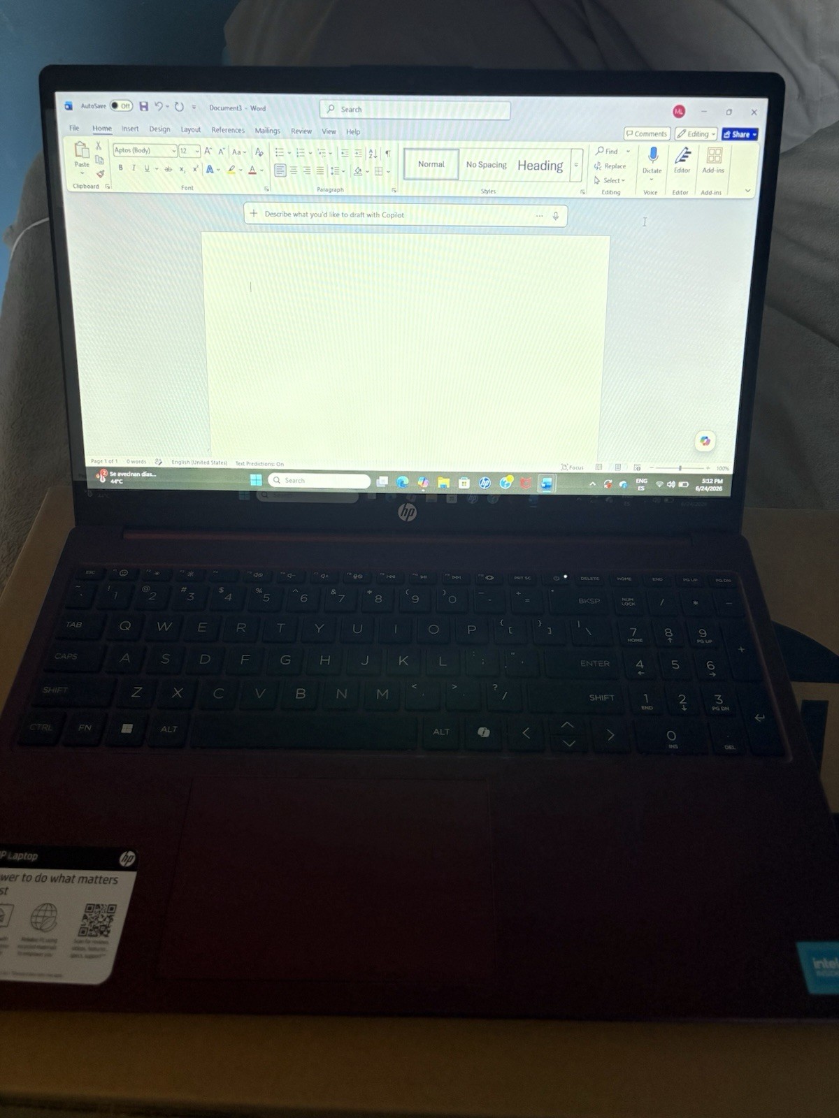 Laptop HP 15-fd0088wm 15.6″ HD Windows 11 4gb Ram 128 Gb UFS