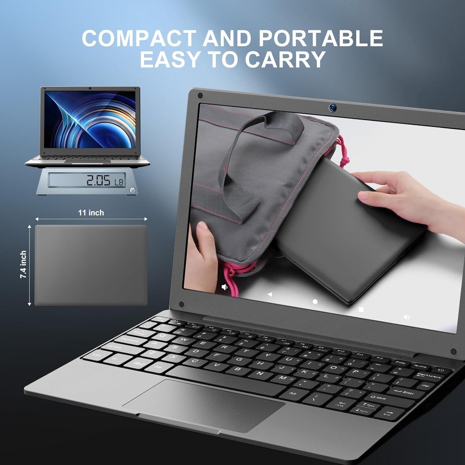 NBD Laptop Computer 10.1” Quad Core Powered by Android 12.0 Netbook with WiFi