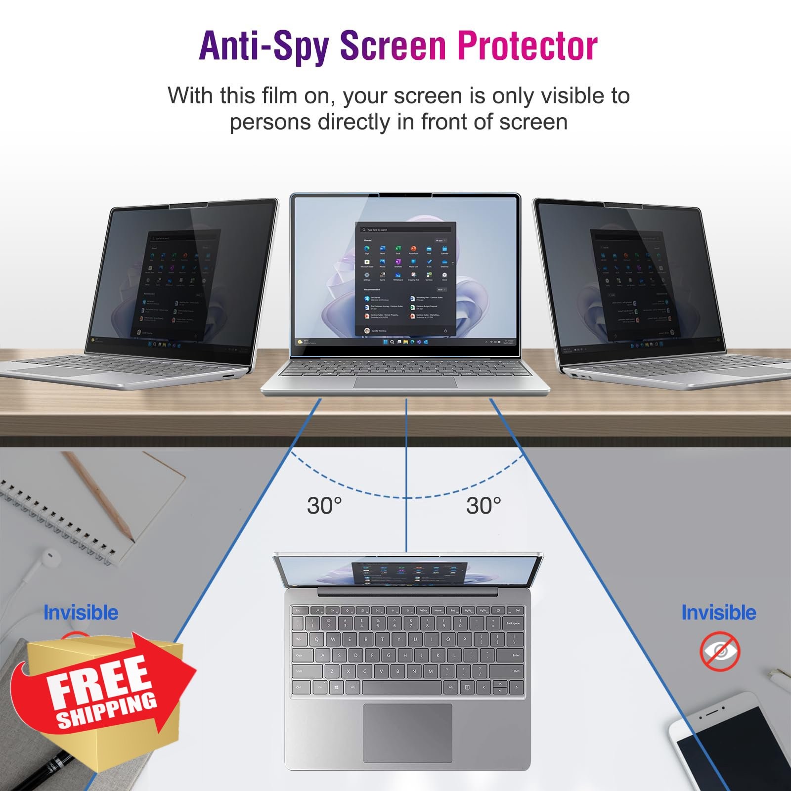 Surface Laptop Go 3/2/1 12.4″ Privacy Screen Protector Tempered Glass