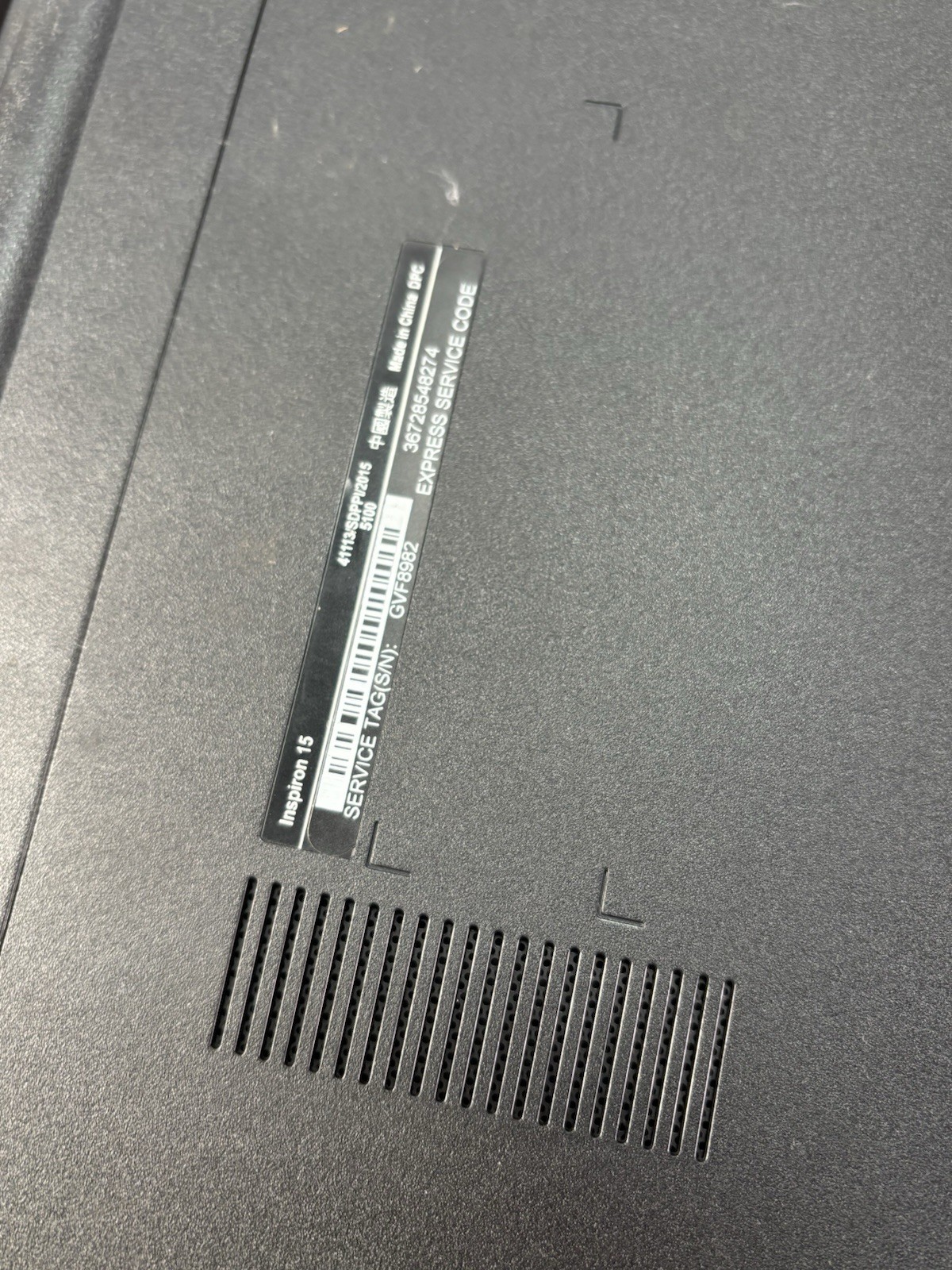 Dell Inspirion PARTS BATTERY IS NO GOOD Model 15-3552