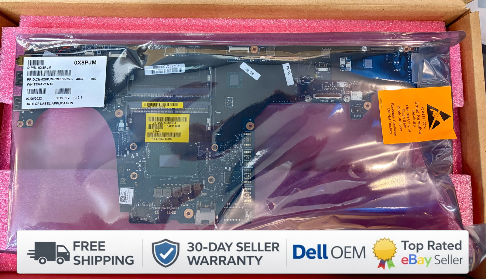NEW Dell Precision 7530 Xeon E-2176M 6-Core 2.7GHz DDR4 Laptop Motherboard X8PJM