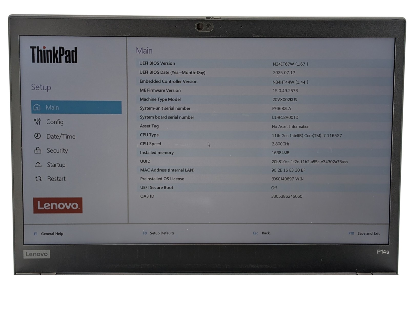 Lenovo ThinkPad P14s Gen 2 14″ i7-1165G7 2.8 GHZ 16GB RAM 512GB SSD – Grade D