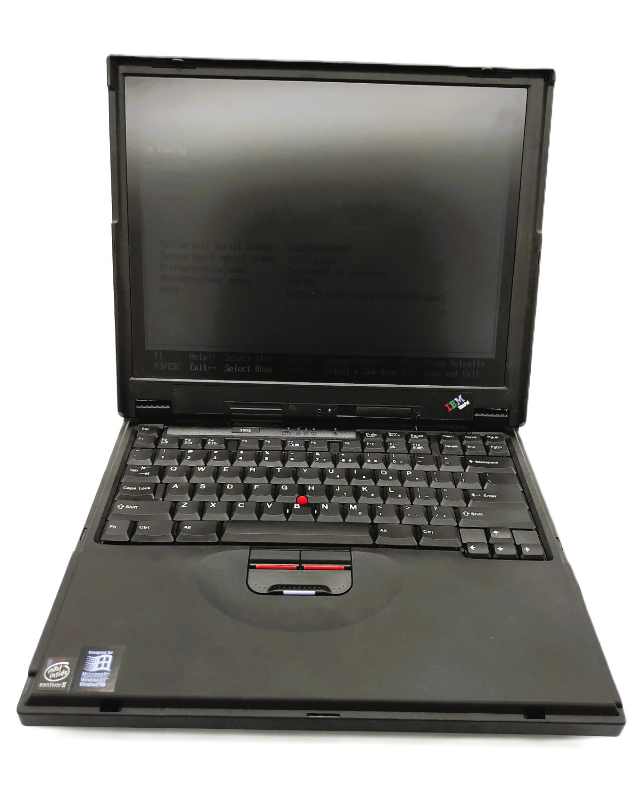 RARE VINTAGE IBM ThinkPad 390E Pentium II 333 MHz 256 RAM -Battery Holds- NO HDD