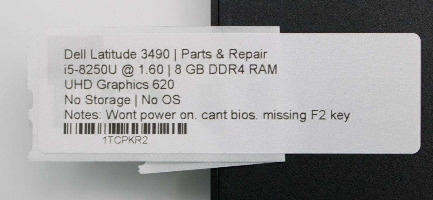 Dell Latitude 3490 i5-8250U@1.6GHz 8GB DDR4 NO STORAGE/OS *PARTS/REPAIR* *READ*