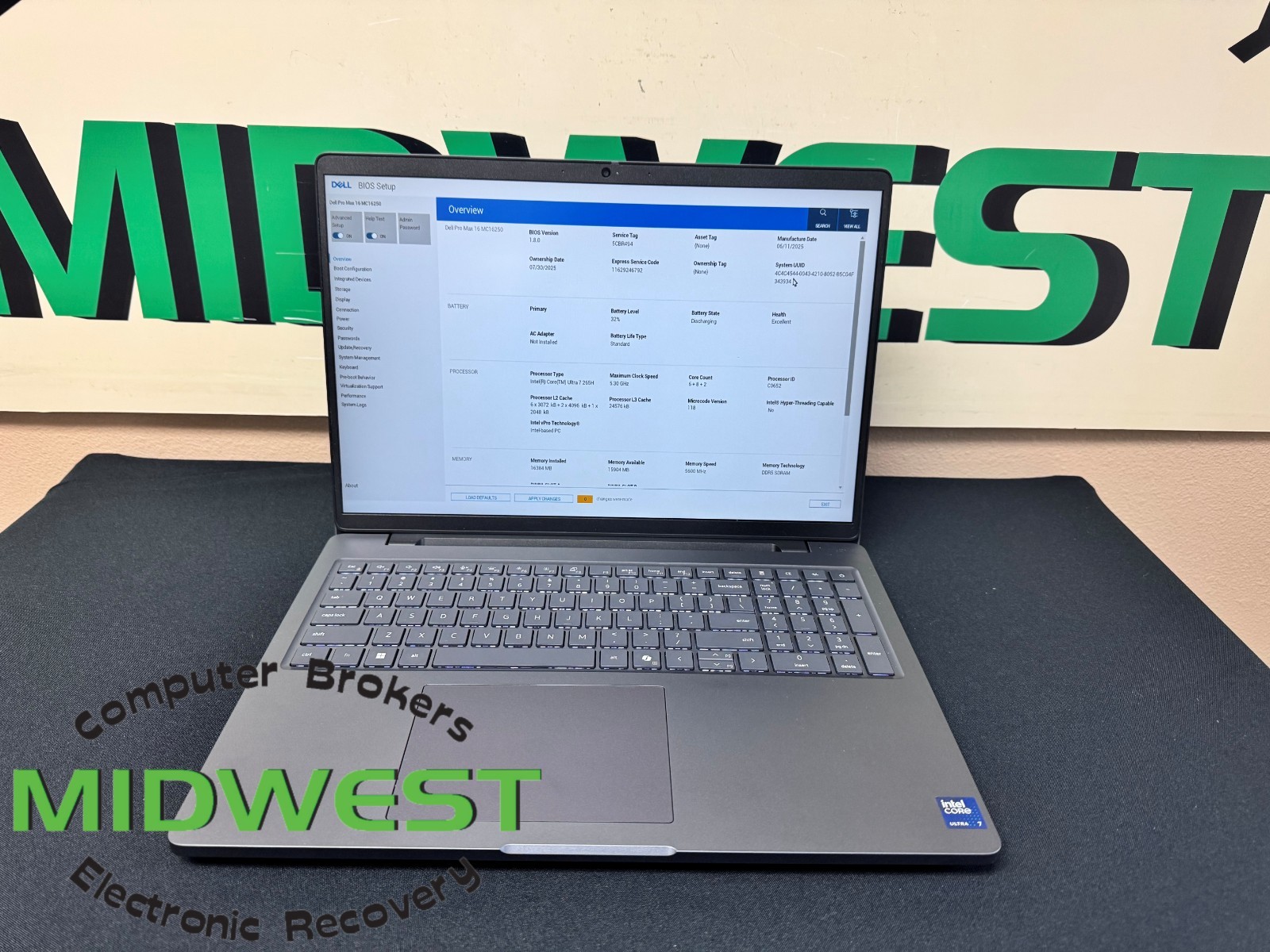 Dell Pro Max 16 Ultra 7 265H (Max) 5.3GHz 16GB 512GB SSD