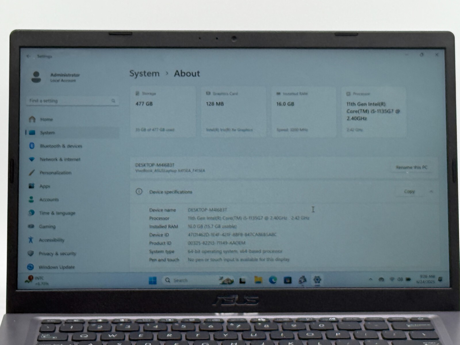ASUS VIVOBOOK X415 14″ i5-1135G7 16GB RAM 500GB SSD WIN 11HOME