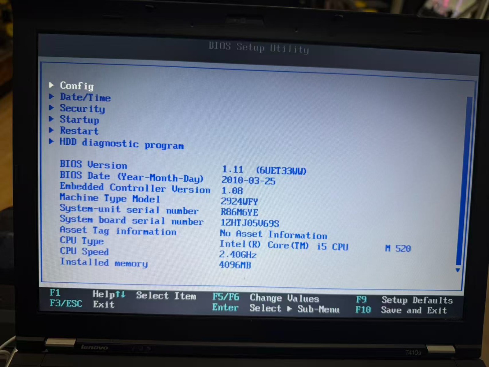 Lot of 5 Lenovo ThinkPad T410 i5‑520M 2.40GHz 4GB RAM Boots to BIOS No HDD