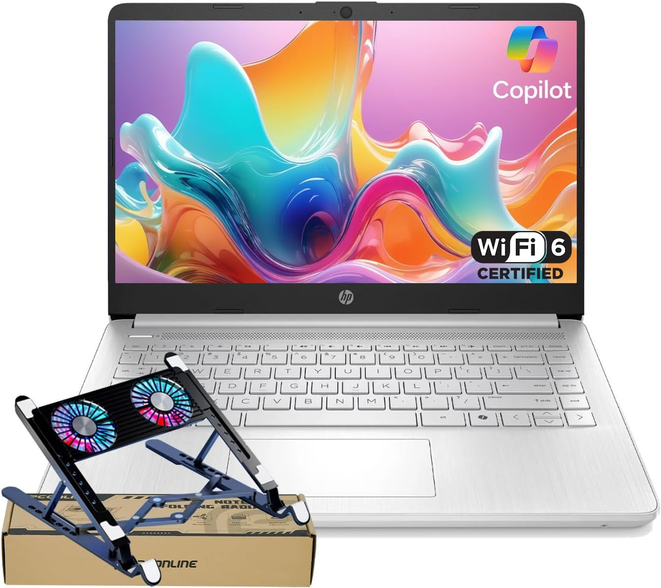 14″ Laptop W/Office 365, Copilot AI, Intel 4-Core CPU, 16GB RAM, 128GB Emmc, SD