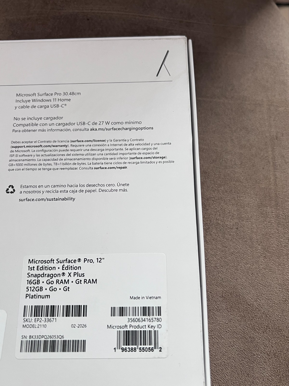 Microsoft Surface Pro Copilot+ PC 12in Snapdragon X Plus 16GB RAM 512GB 2025