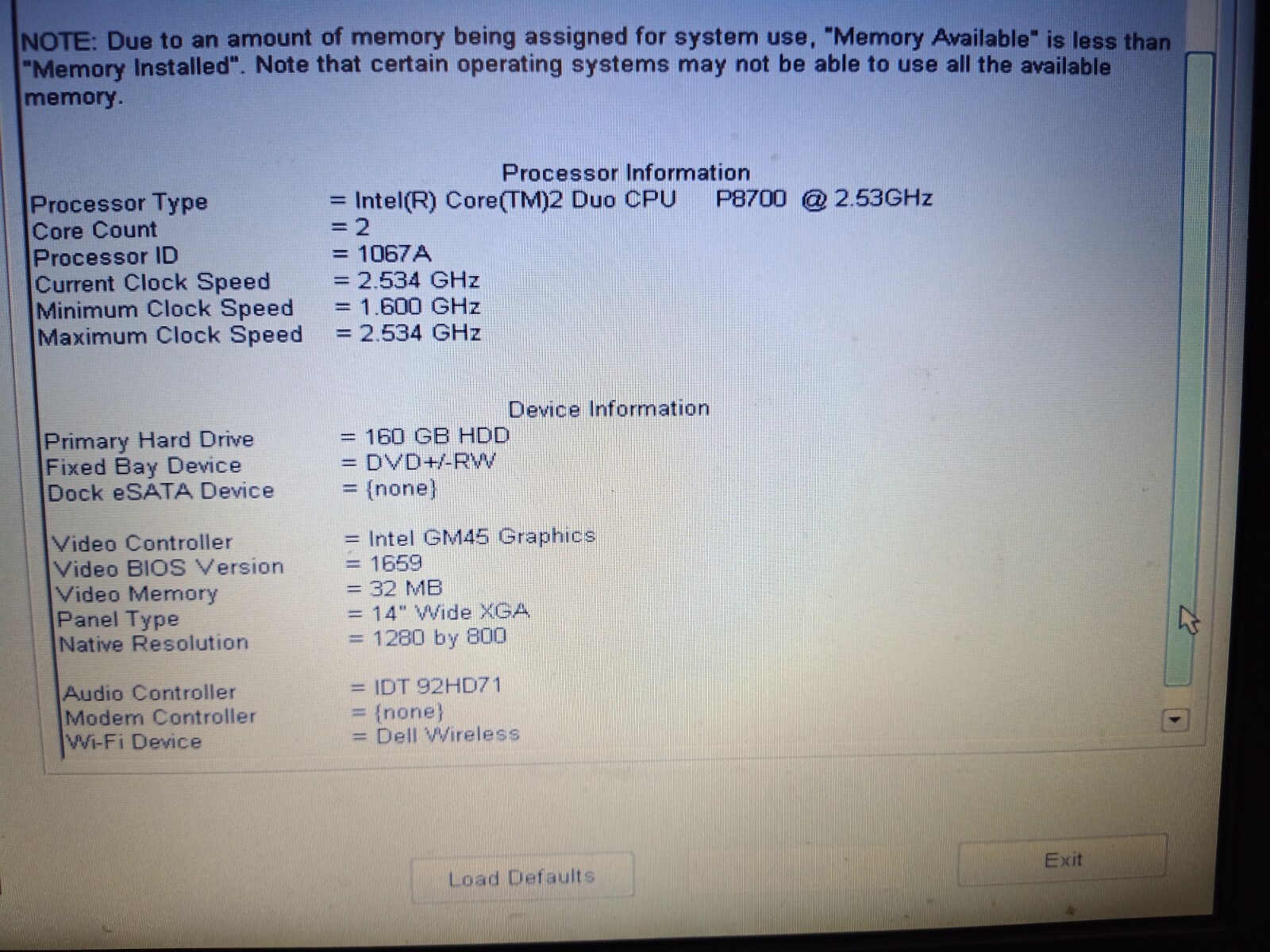 Dell Latitude E5400 Laptop Intel Core 2 Duo P8700 2.53GHz 4GB RAM 160GB HDD Wn10