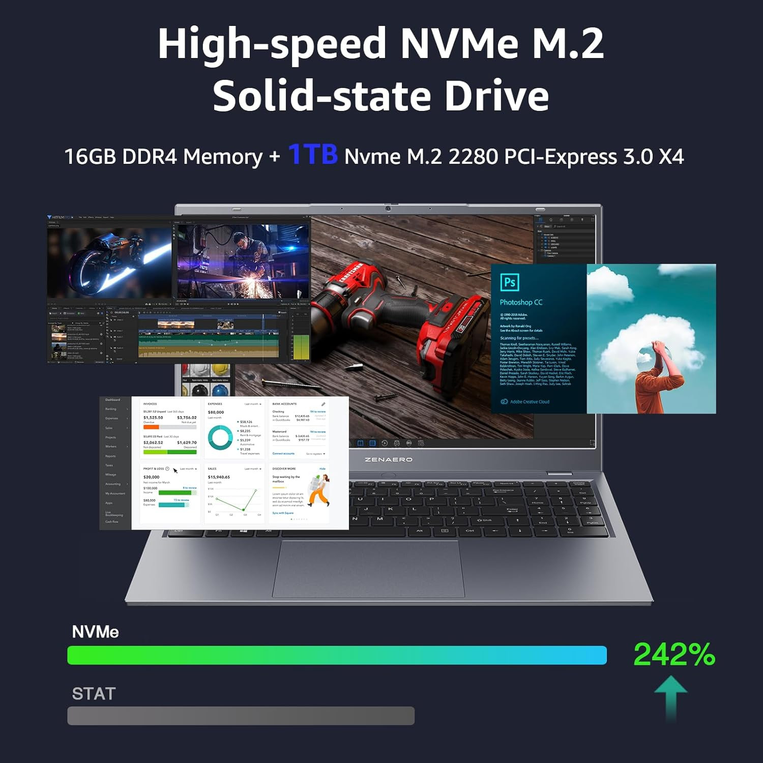15.6″ Laptop 16GB RAM, 1TB Nvme SSD, 12Th Gen Alder Lake-N100 (4C/4T, up to 3.4G