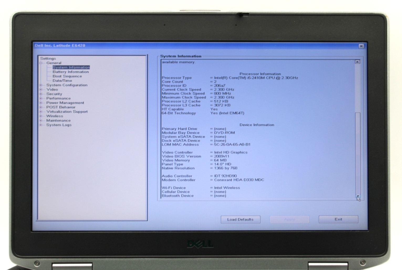 Dell Latitude E6420 i5-2430M@2.40GHz 8GB DDR3 NO STORAGE/OS/BATTERY*USED/TESTED*