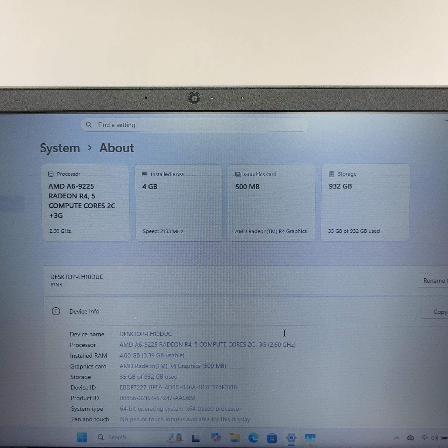 Lenovo IdeaPad S145-15IGM 81N3 15.6″ AMD A6-9225 Radeon R4 1.1GHz 4GB RAM