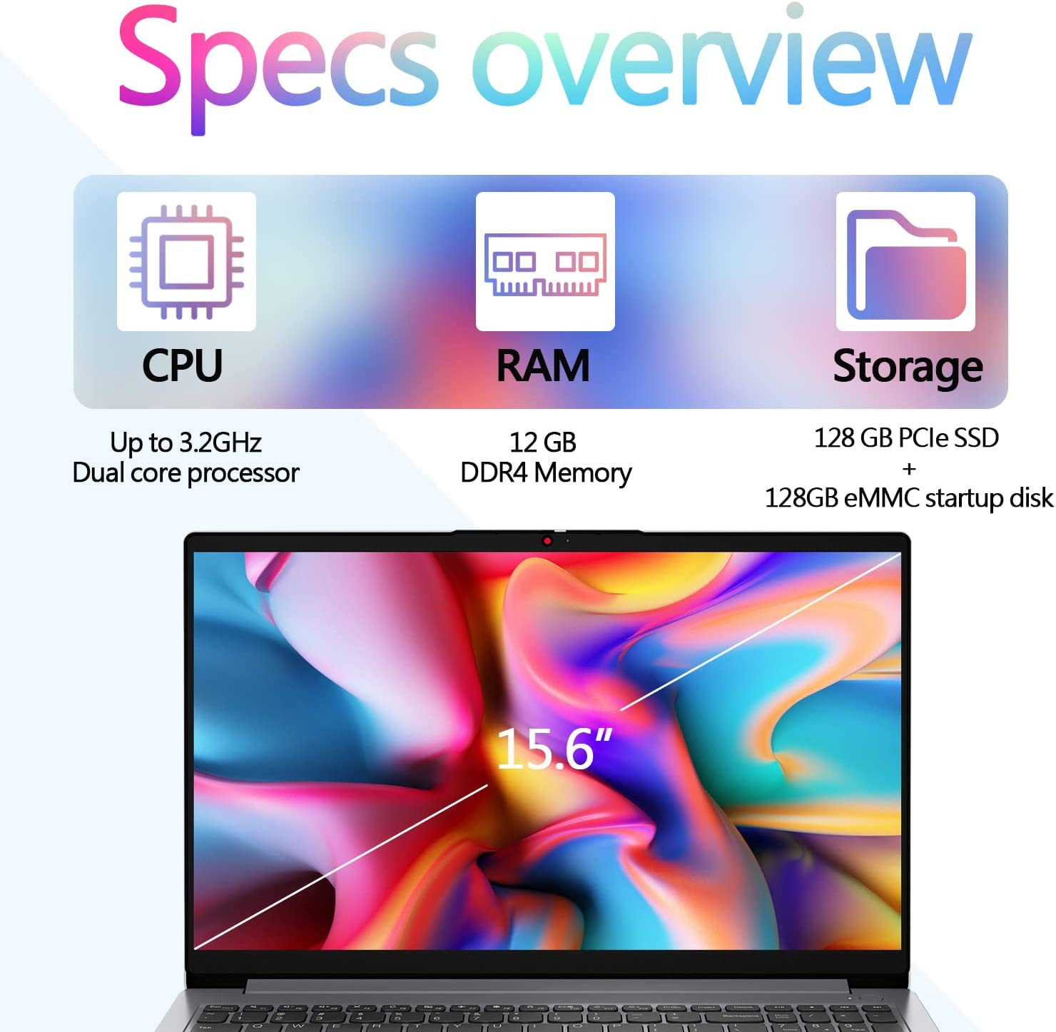 15.6″ Laptop, Ideapad 1, 15.6″ HD Display, AMD Athlon Dual-Core Processor, Wi-Fi