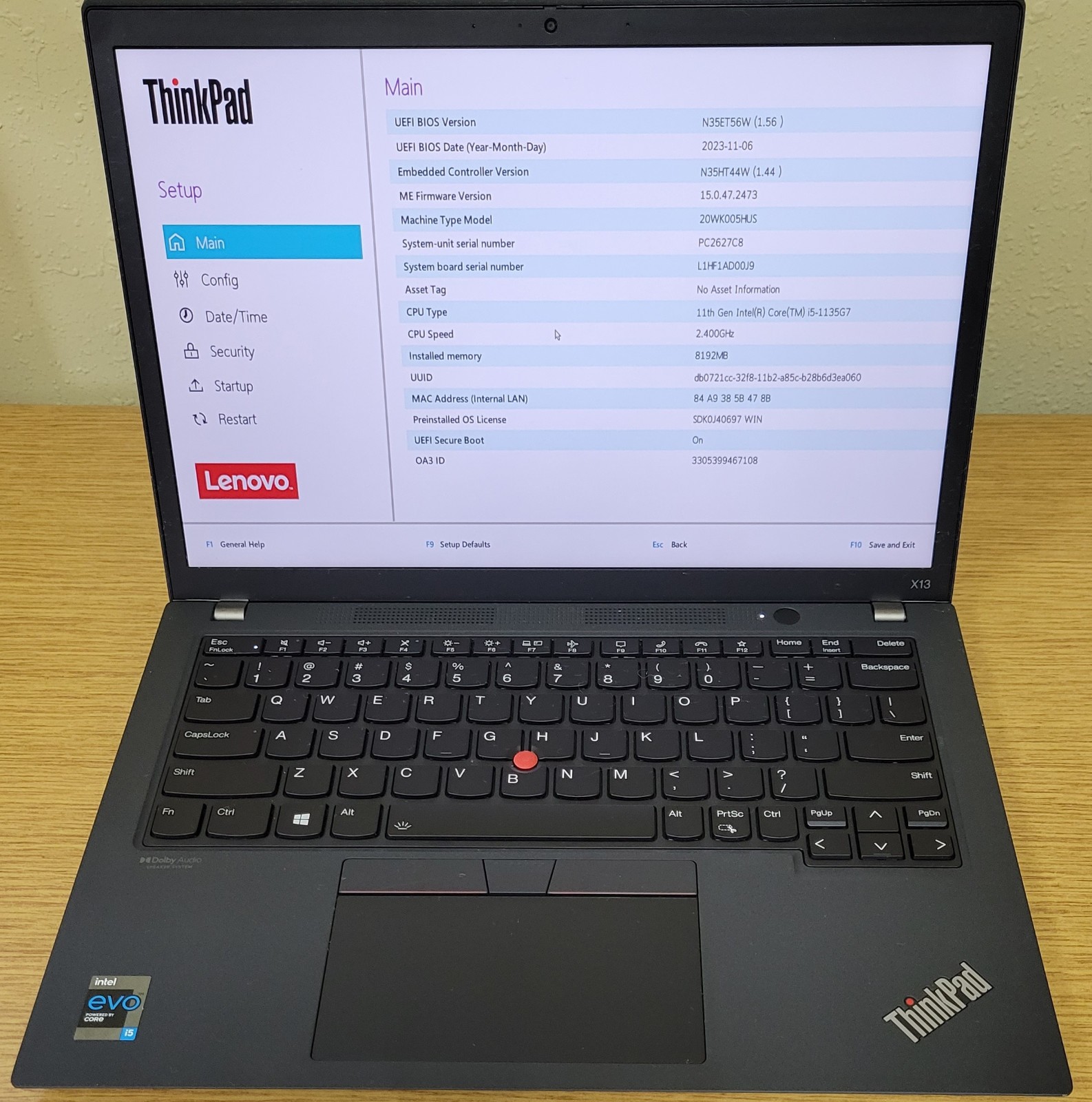 Lenovo ThinkPad X13 Gen2i i5-1135G7 2.40GHz 8GB 512GB NVMe Intel Iris Xe No OS