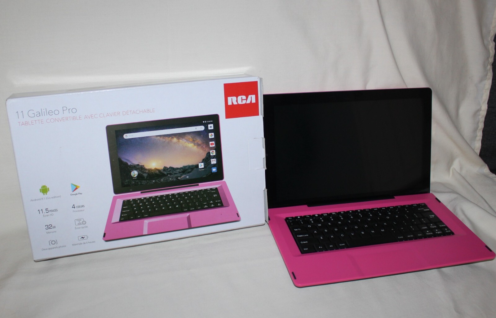 M-RCA 11 Galileo Pro Pink Laptop Tablet with Detachable Keyboard 11.5″ Display