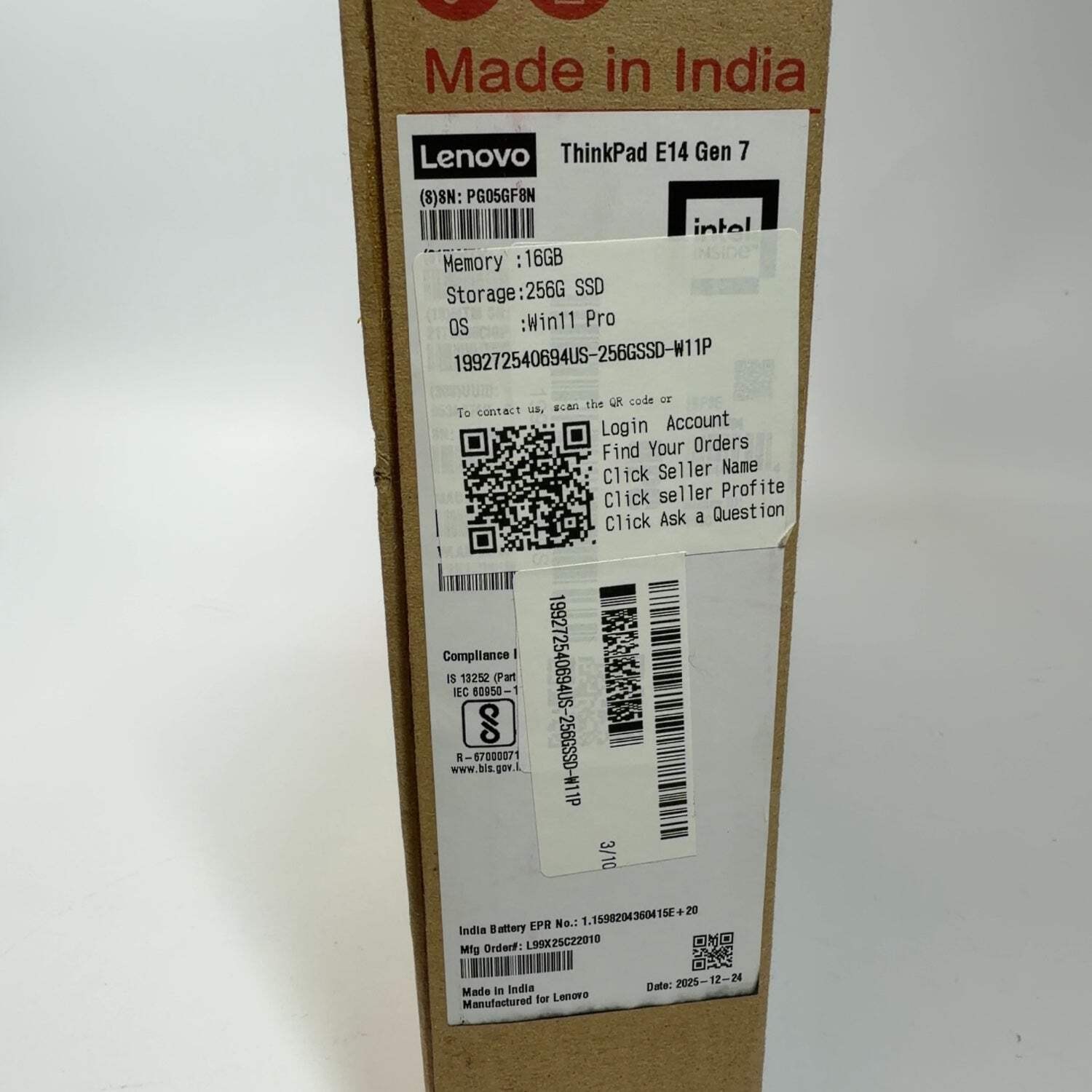 New Lenovo ThinkPad E14 Gen 7 14″ Core 5 210H 2.2GHz 16GB RAM 256GB SSD
