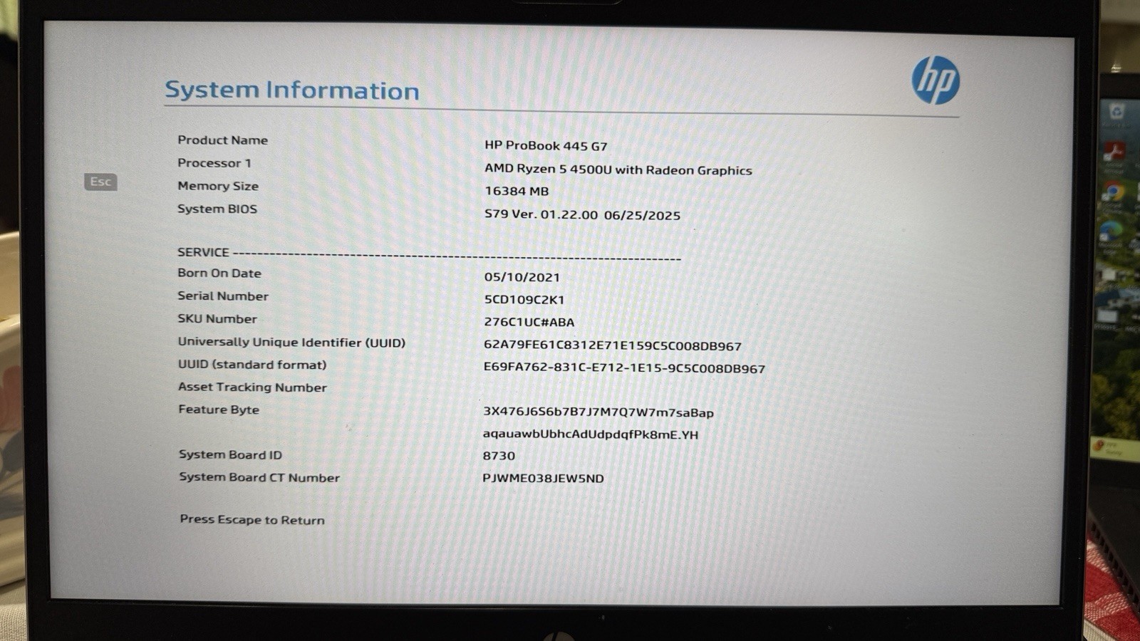 HP ProBook 445 G7 14″ Laptop Ryzen 5 4500U 2.3GHz 16GB 512GB NVMe – Win11 Pro