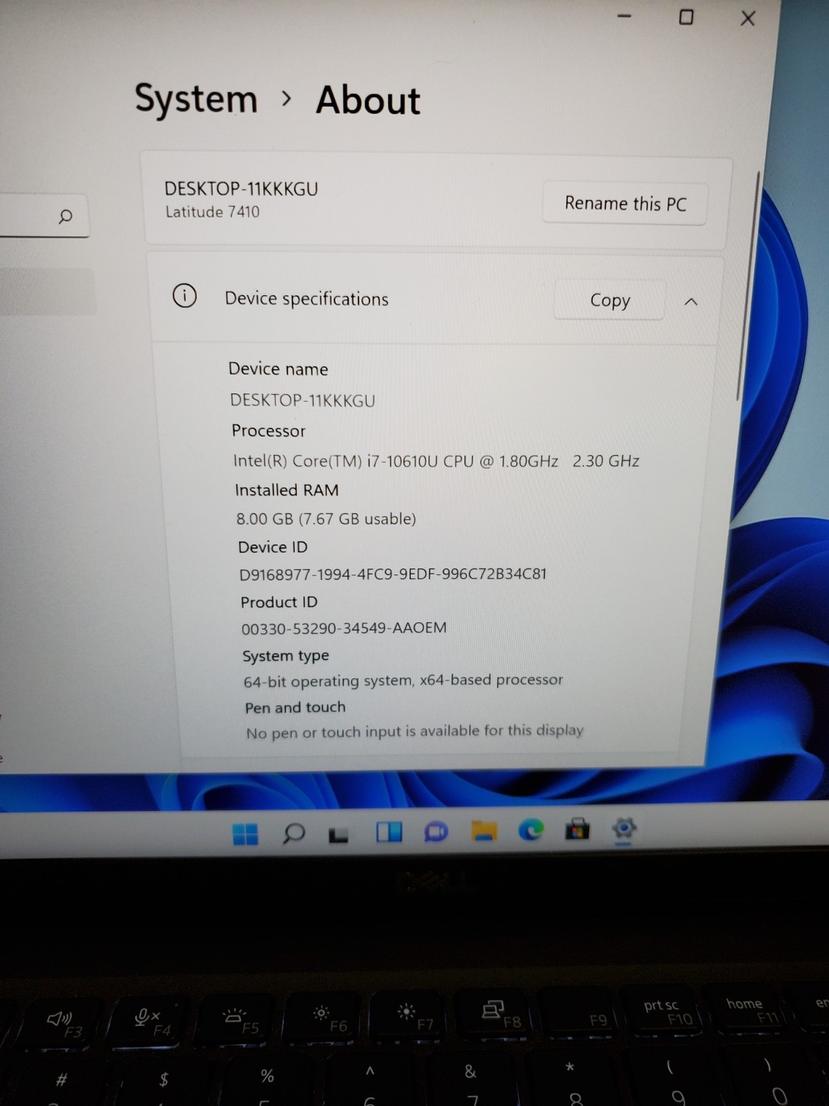 Dell Latitude 7410 14″ Laptop i7-10610U 1.7GHz 8GB RAM 256GB SSD Win11 #69