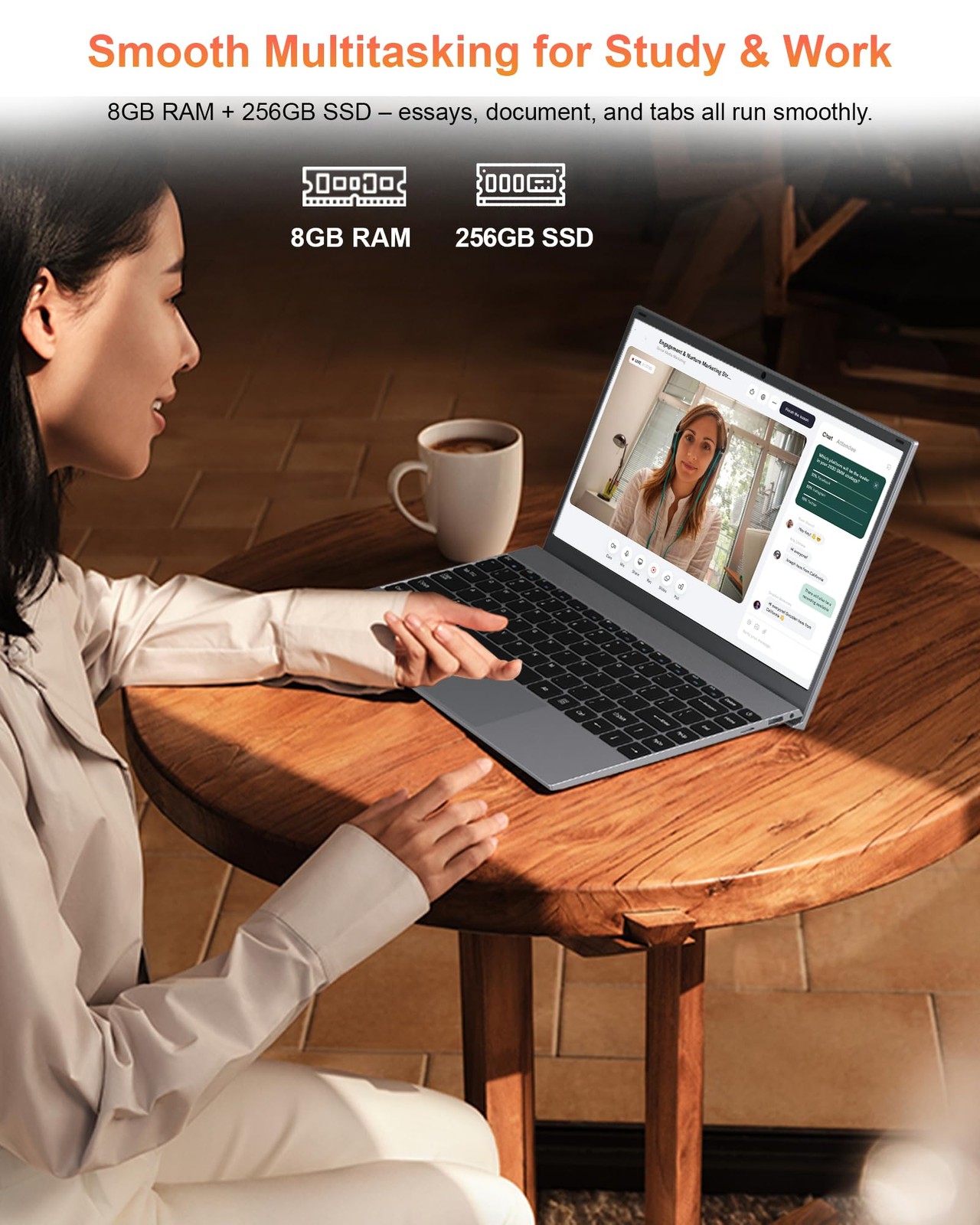 14 Inch Laptop Portable Laptop Computer for Student & Business, 8GB RAM, 256G…
