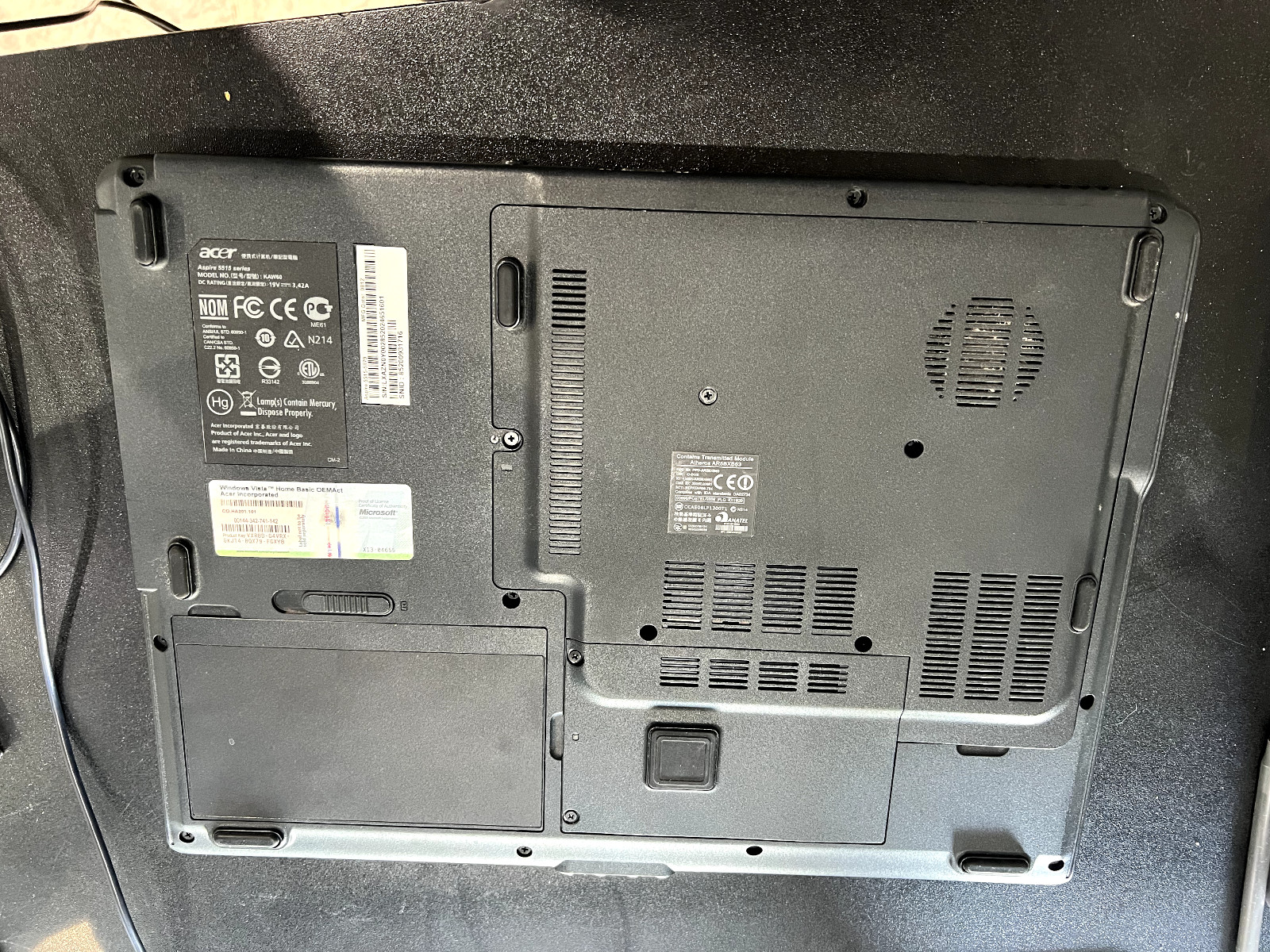 Acer Aspire 5515 KAW60 Black 15.4″ Display Built-in Webcam Laptop – For Parts