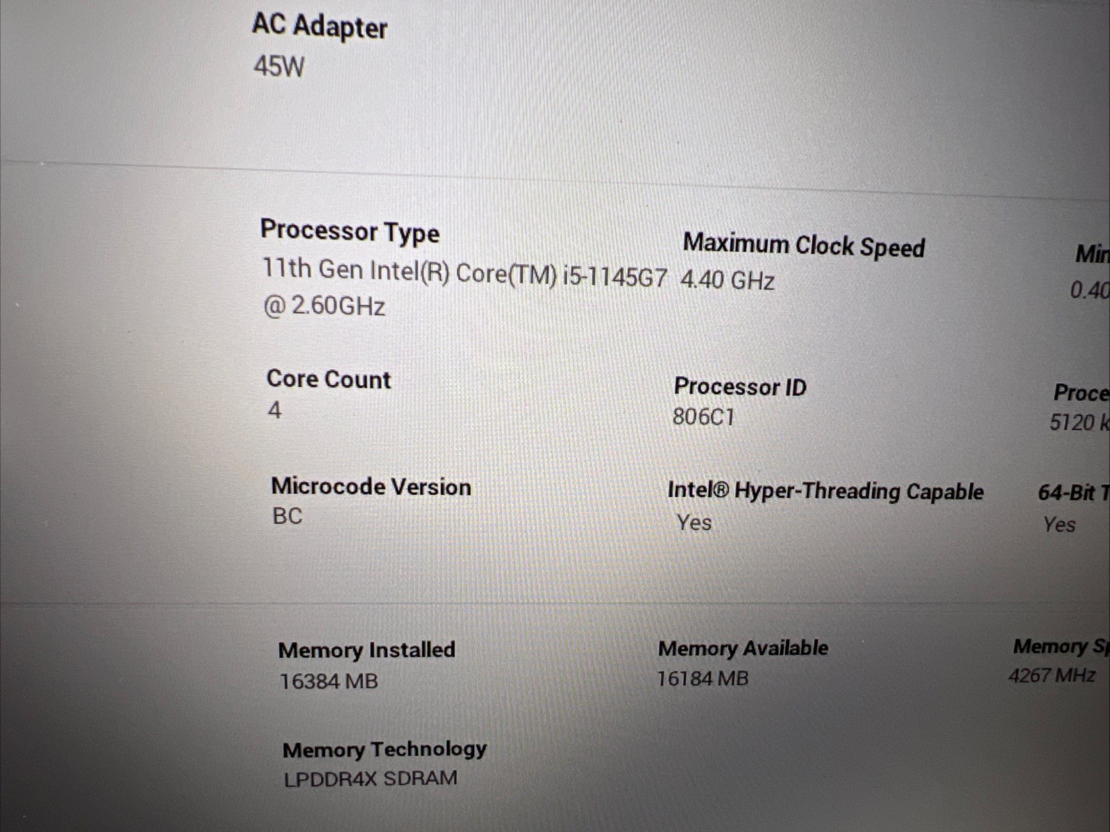 Dell Latitude 7420 14.1″ Core i5 11th Gen Incomplete No SSD, No Batt. Fair.
