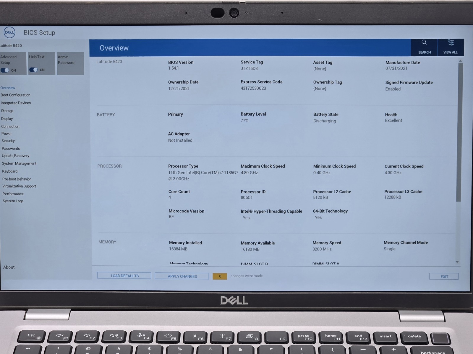 Dell Latitude 5420 14in FHD 1920×1080 i7-1185G7 16GB 512GB SSD Win 11 Pro