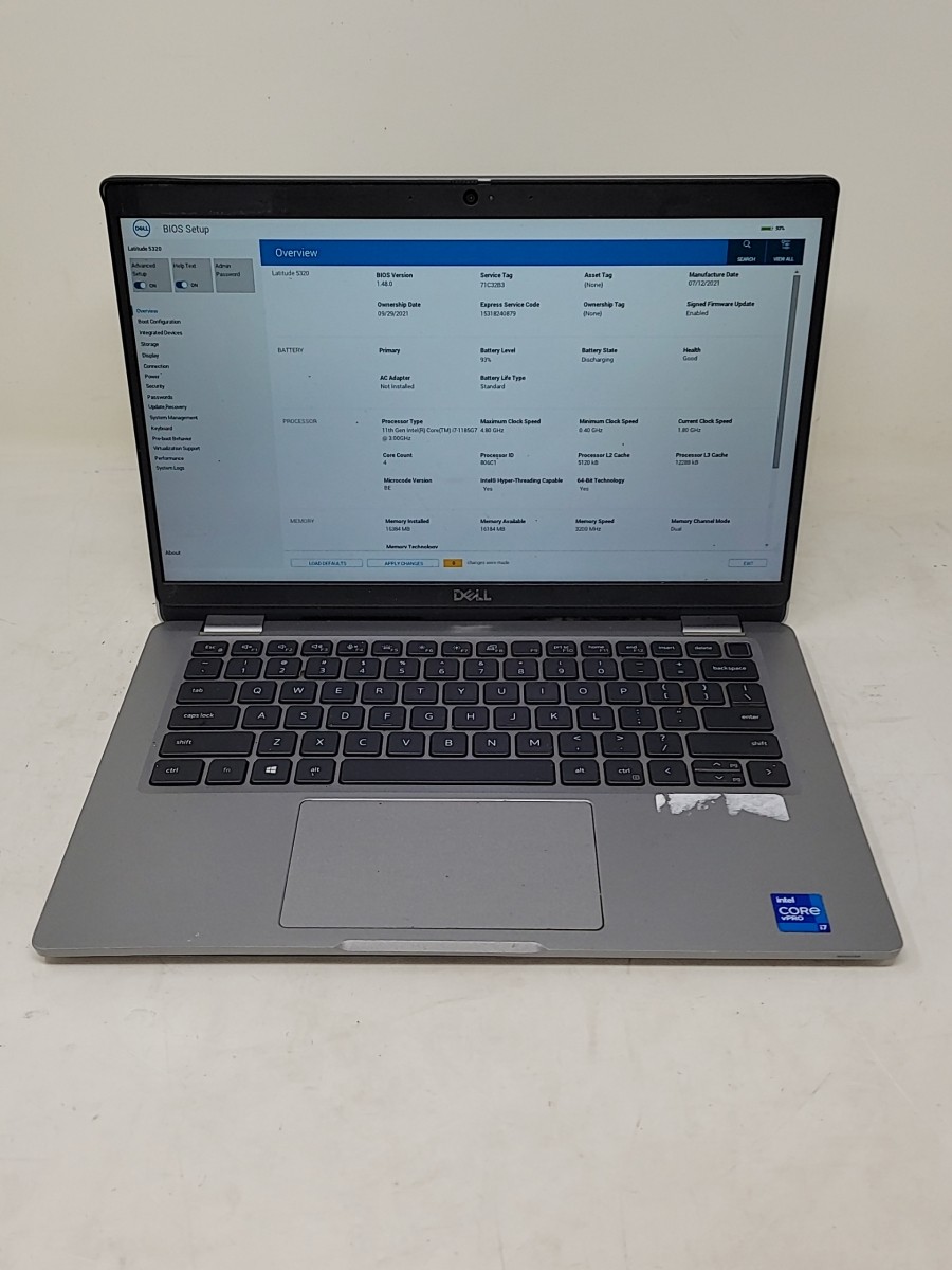 DELL LATITUDE 5320 Laptop Intel Core 11TH GEN I7-1185G7 16GB 256GB SEE NOTES