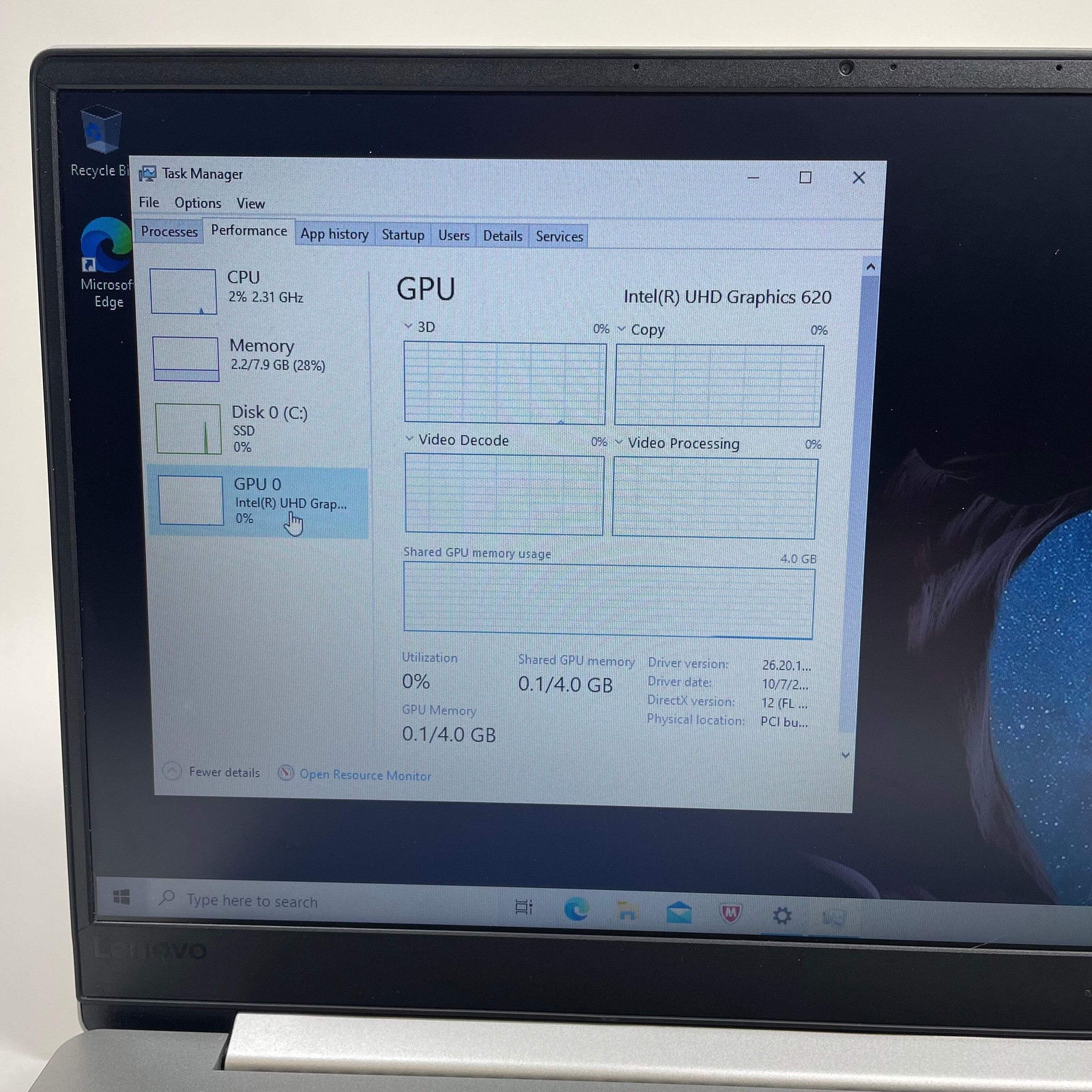 Broken Lenovo Ideapad 1 81F5 i5 8GB RAM 256GB UHD 620 LCD White Spot