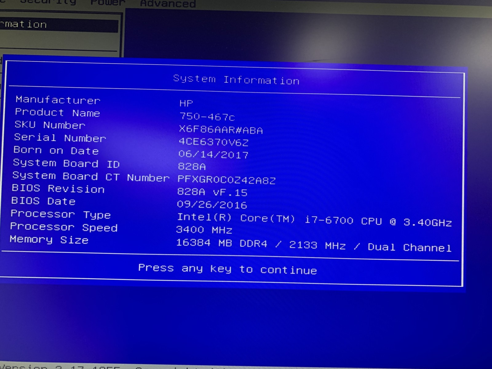 HP 750-467c Core i7-6700 3.4GHz 16GB RAM NO HDD NVIDIA NO OS Fair