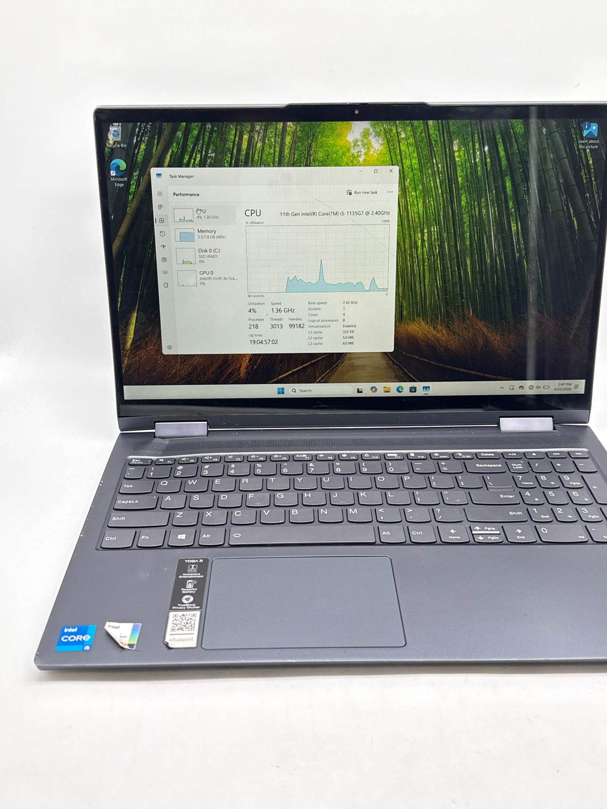 Lenovo Yoga 7 15itl5 i5-1135G7 8GB RAM 256GB SSD – For Parts Read