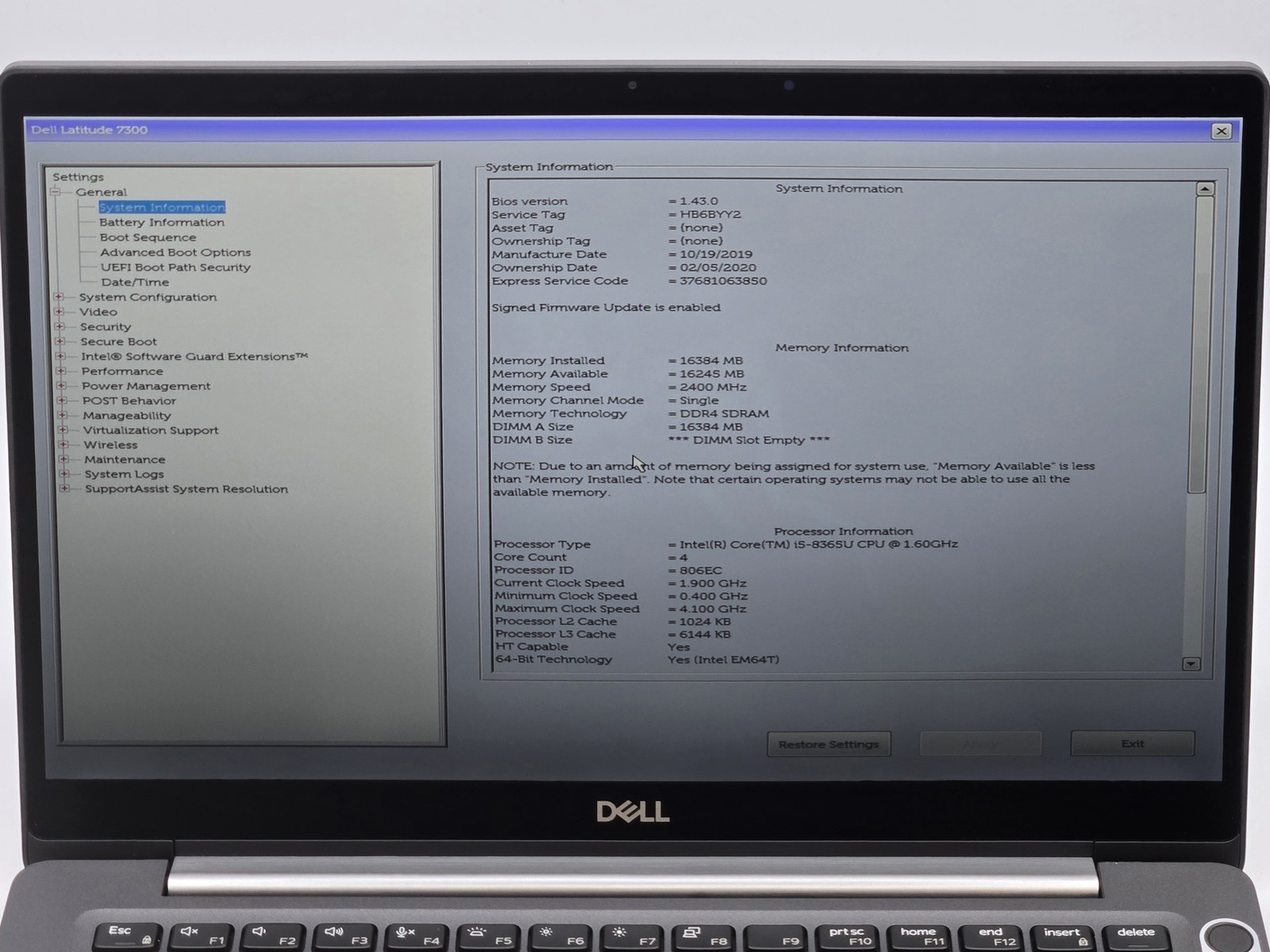 Dell Latitude 7300 13″ FHD Touch I5-8365U 256GB 16GB W11P Backlit FPR *READ*