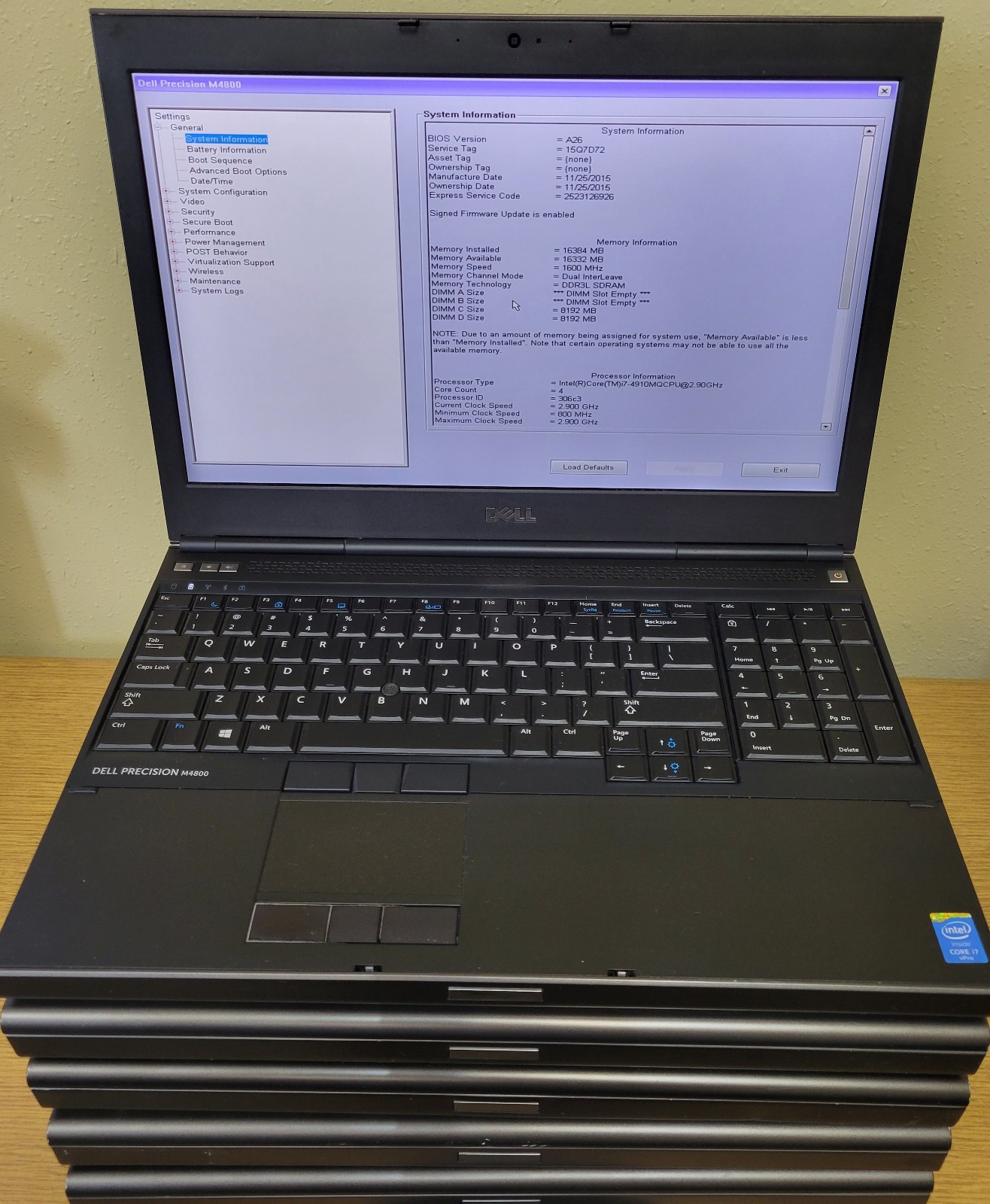 (Lot of 5)Dell Precision M4800 i7-4th Gen 2.7/2.80GHz 16GB No OS/HDD *READ DESC*