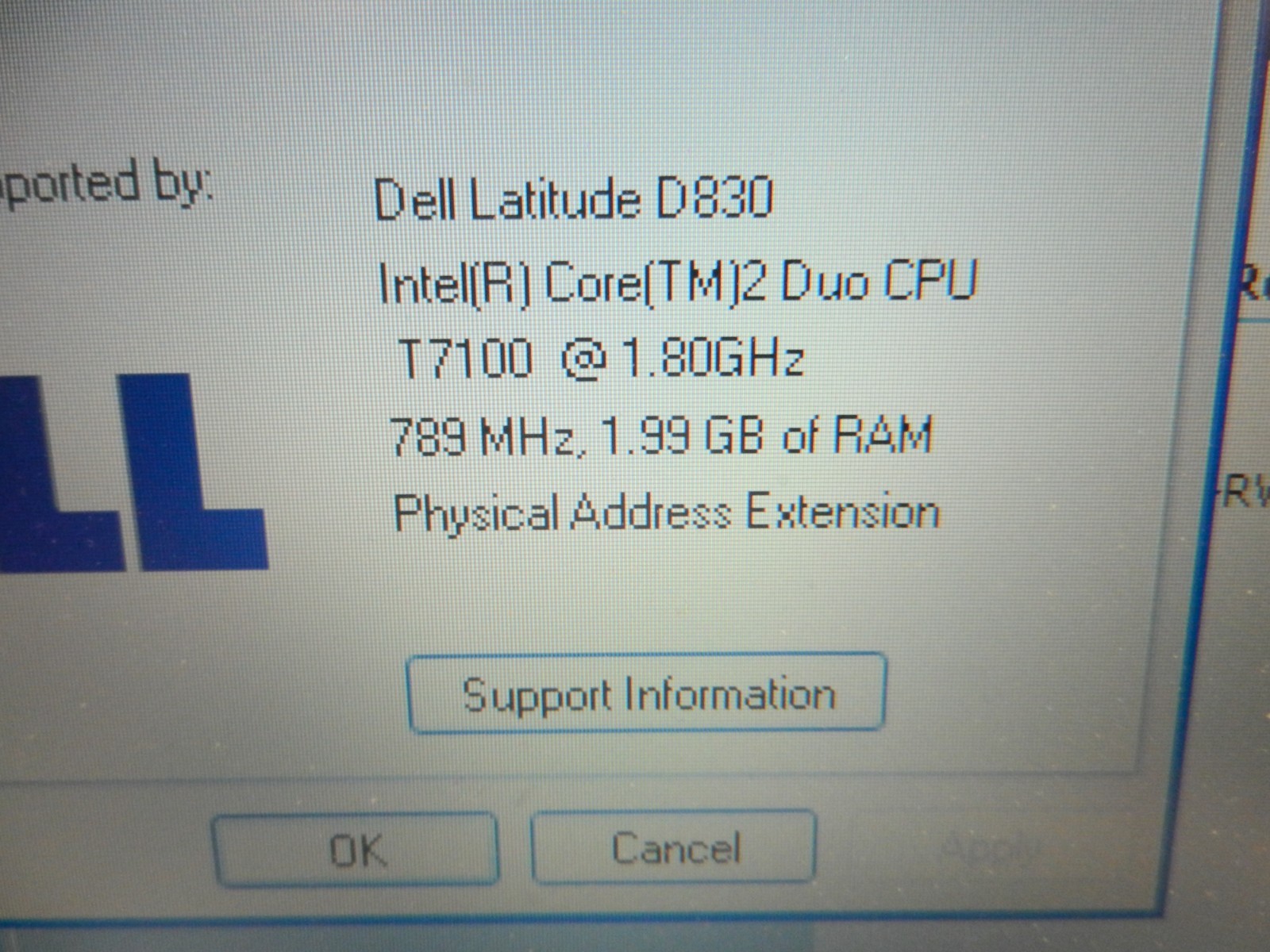 Dell Latitude D830 LAPTOP Core 2 Duo / 2GB / 120GB HDD Serial Port Windows XP