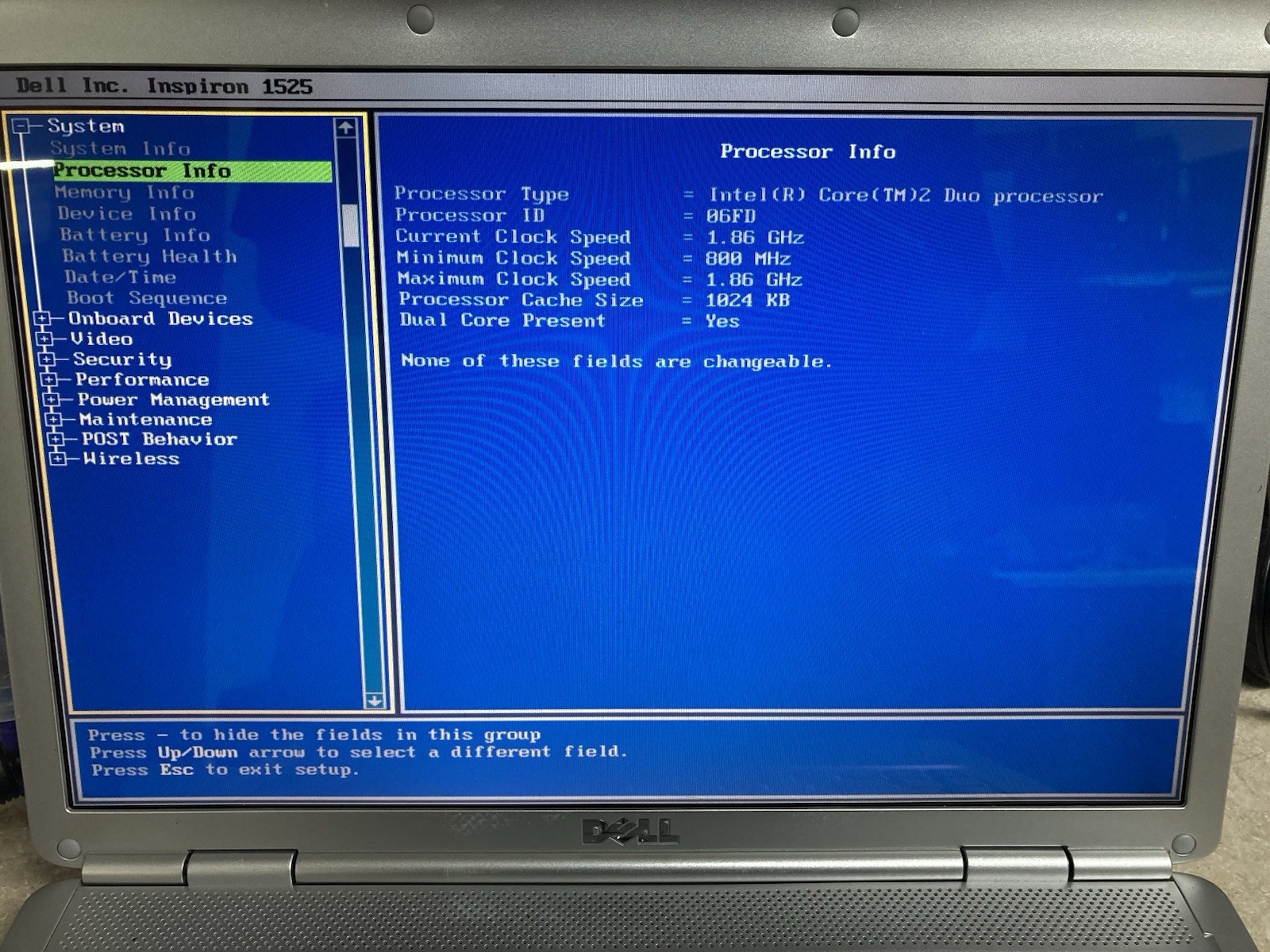 DELL Inspiron 1525 Intel Celeron 1.86GHz | 2GB RAM | NO HDD/OS – Boots to Bios