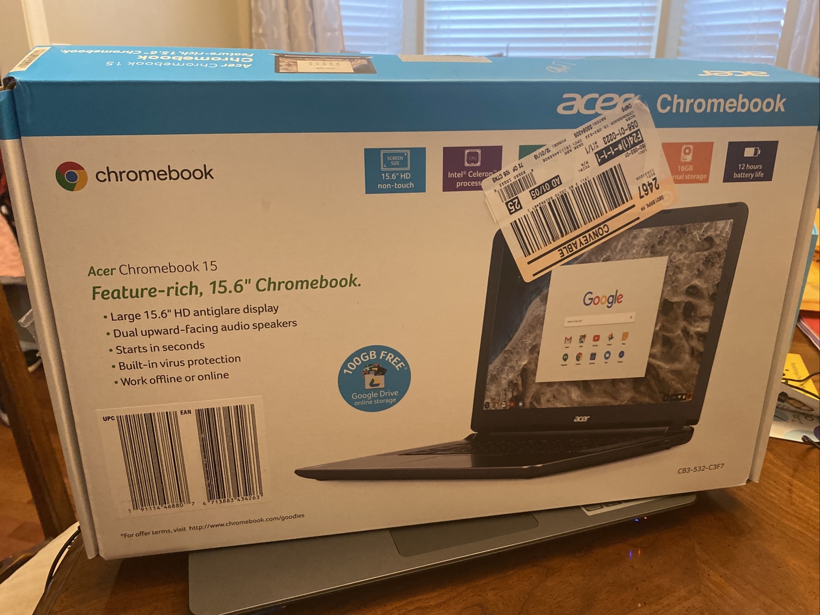 Acer Chromebook 15 CB3-532-C3F7 – 15.6″ – Celeron N3060 – 2 GB RAM – 16 GB eMMC