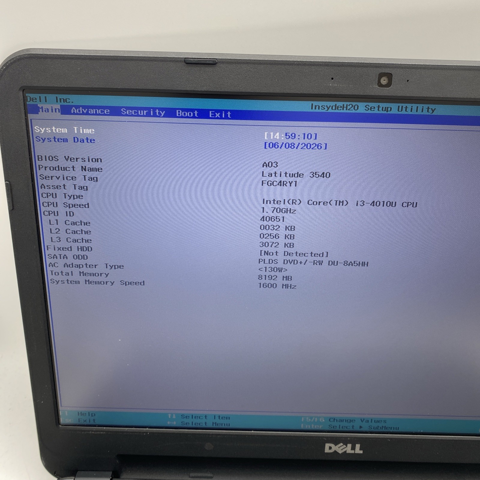 Dell Latitude 3540 15″ Laptop Intel Core i3-4th, 8GB Ram, No Drive, No OS (Q5)