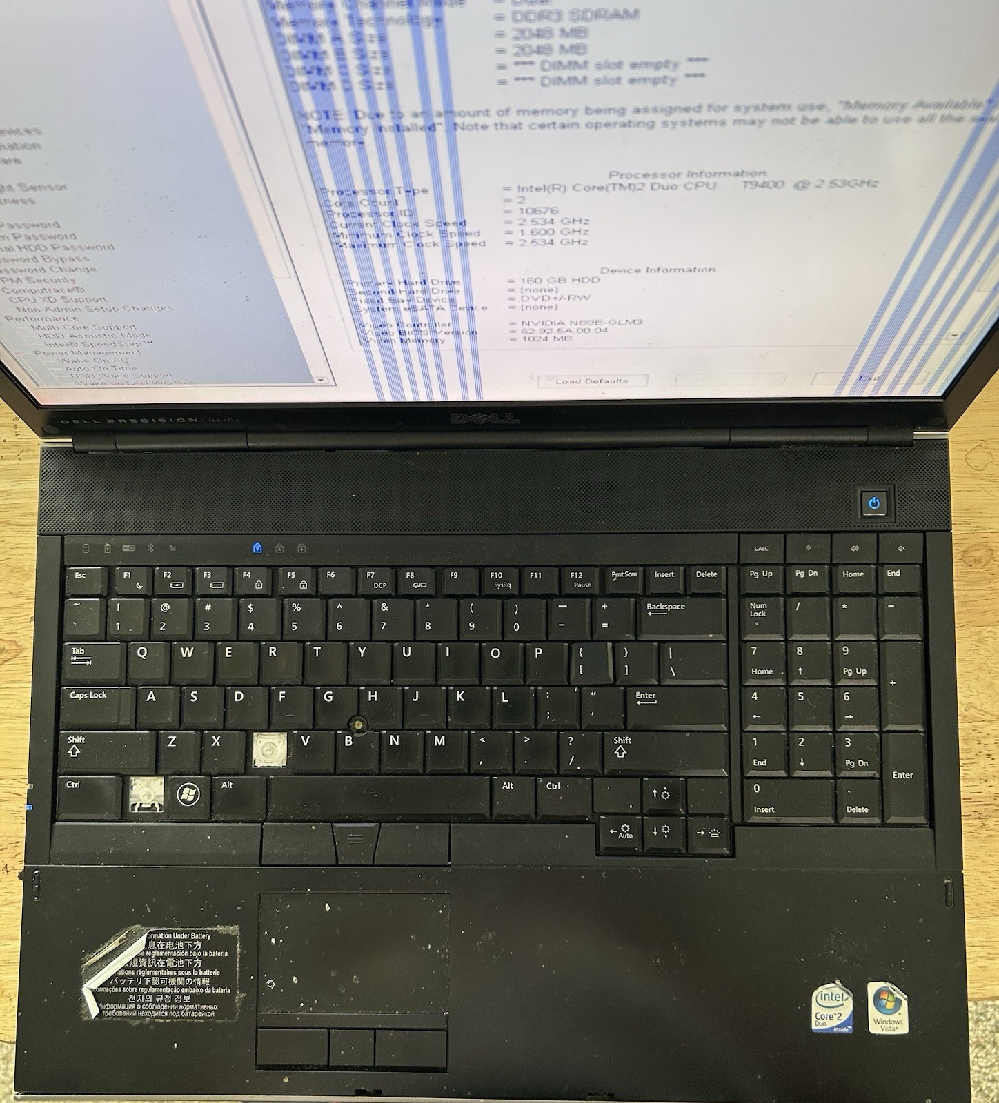 Dell Precision M6400 17″ Laptop Core 2 Duo cpu T9400 2.53 ghz w Charger