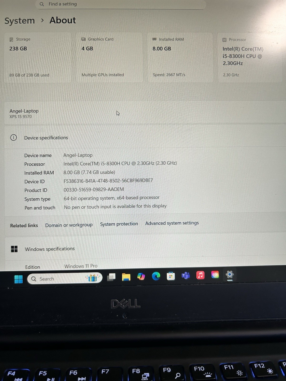 Dell XPS 15 GeForce 1050 I5-8300H
