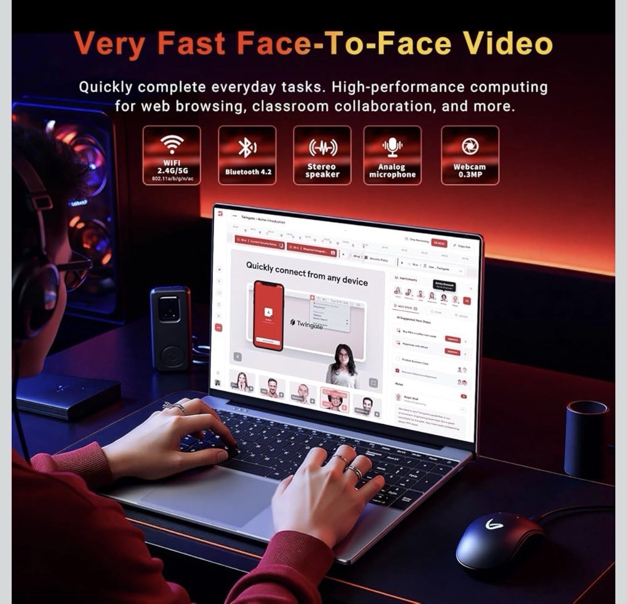 2026 15.6″ IPS 1080P Laptop Core M3-6Y30 CPU, 8GB RAM 256GB SSD, Win 11/Office