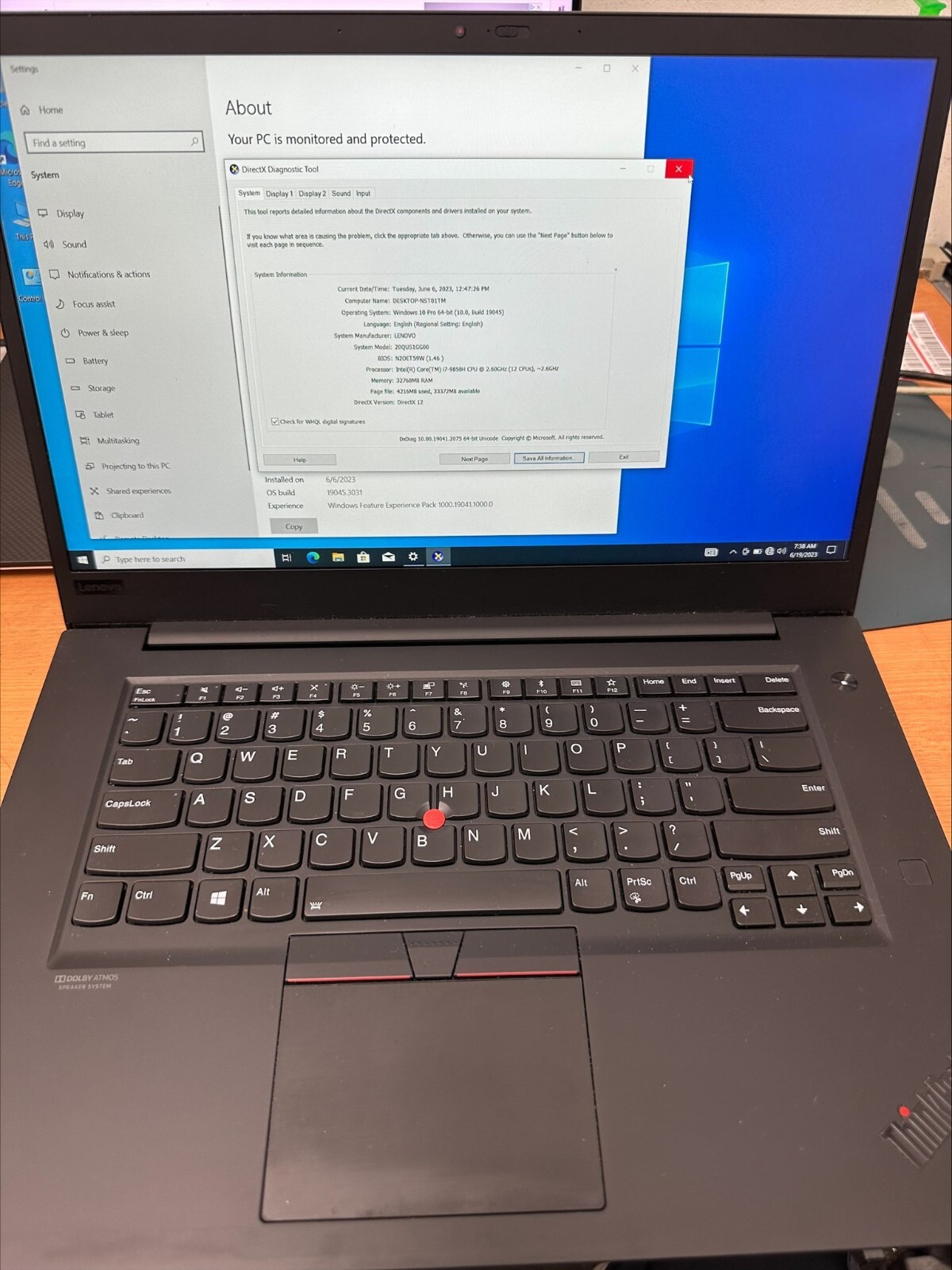Lenovo ThinkPad P1 Gen 2 15.6″ i7 32GB RAM 512GB SSD NVIDIA T1000